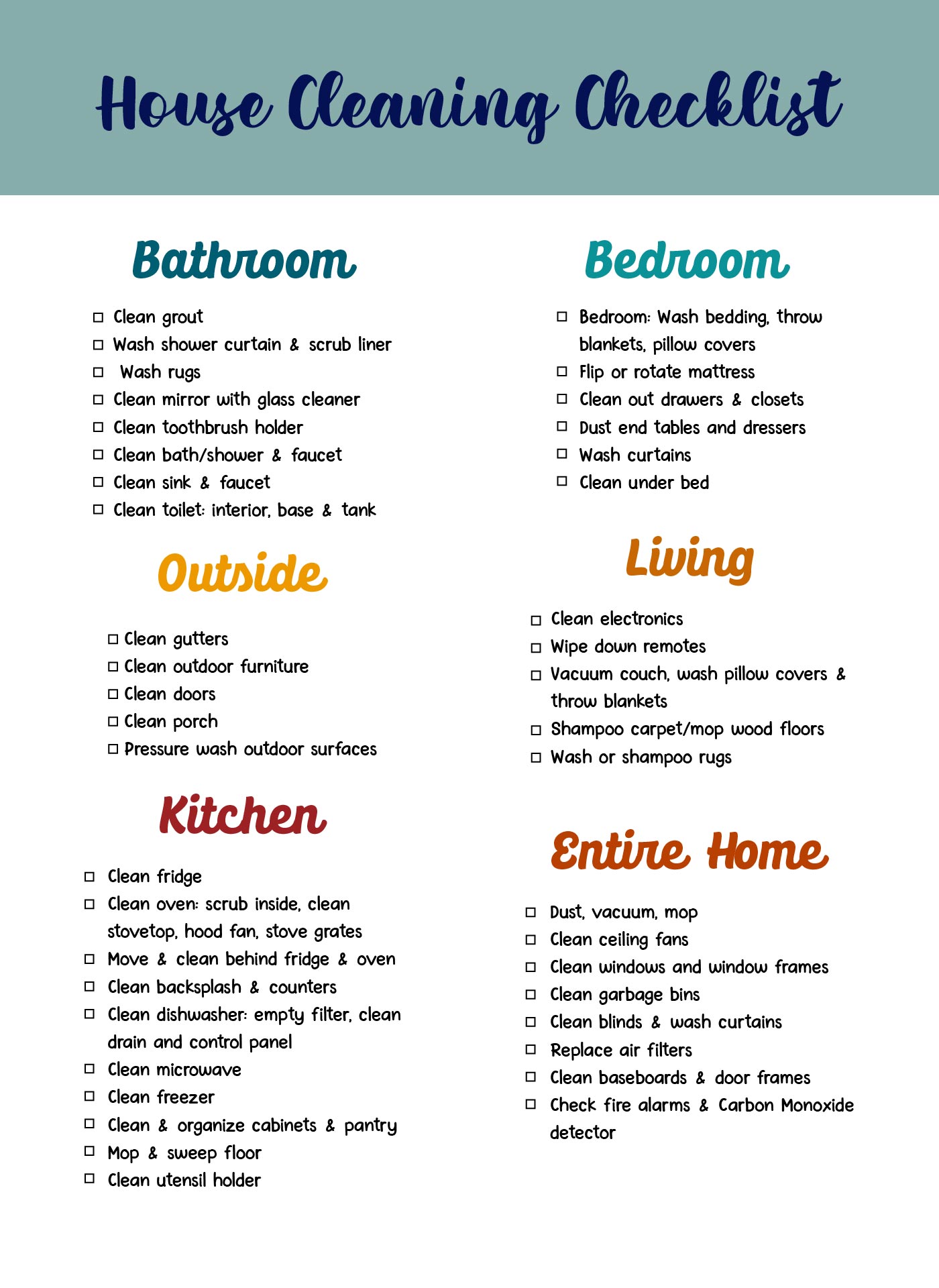8 Best Images of Printable Monthly Cleaning Checklist - Monthly ...