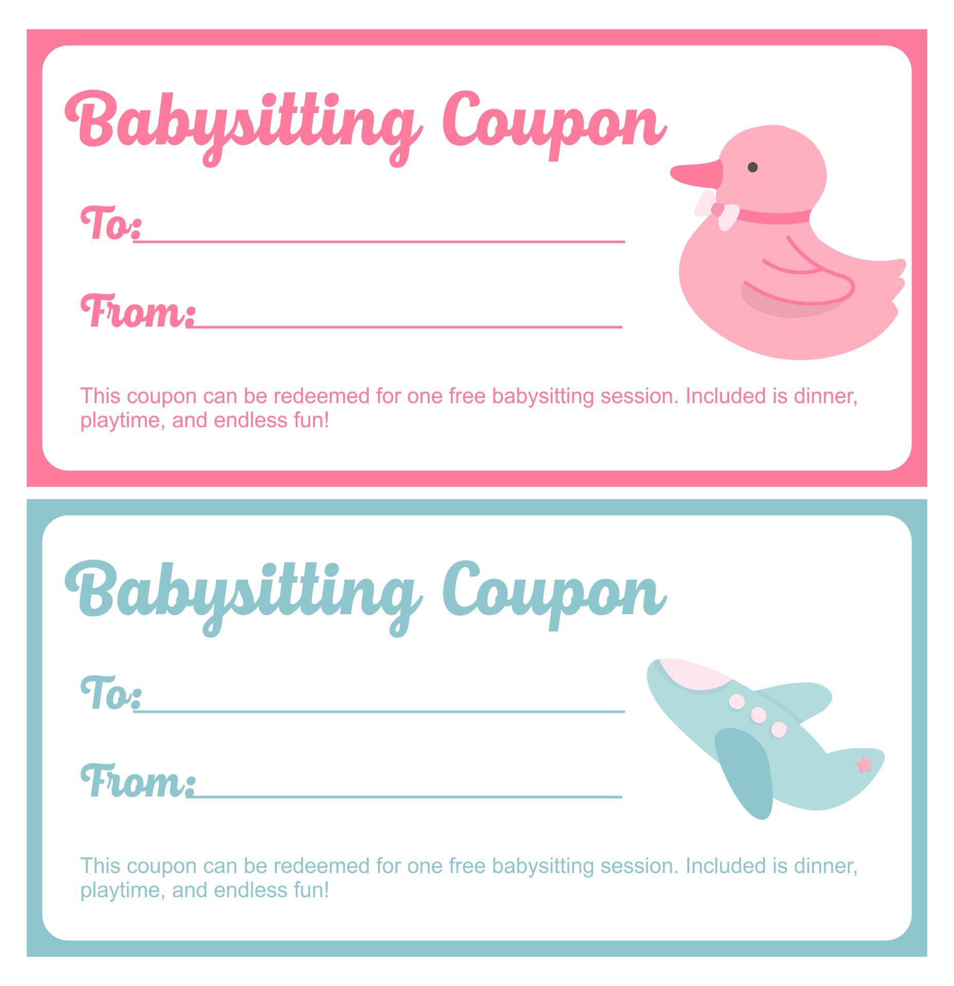 Babysitting Voucher Printable Free