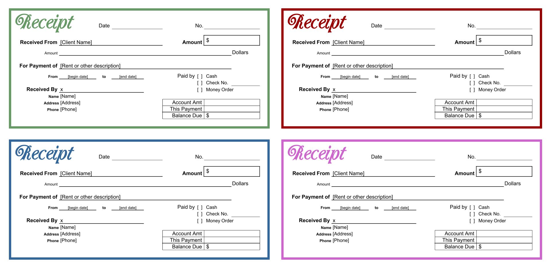 Free Template For Receipt Of Cash