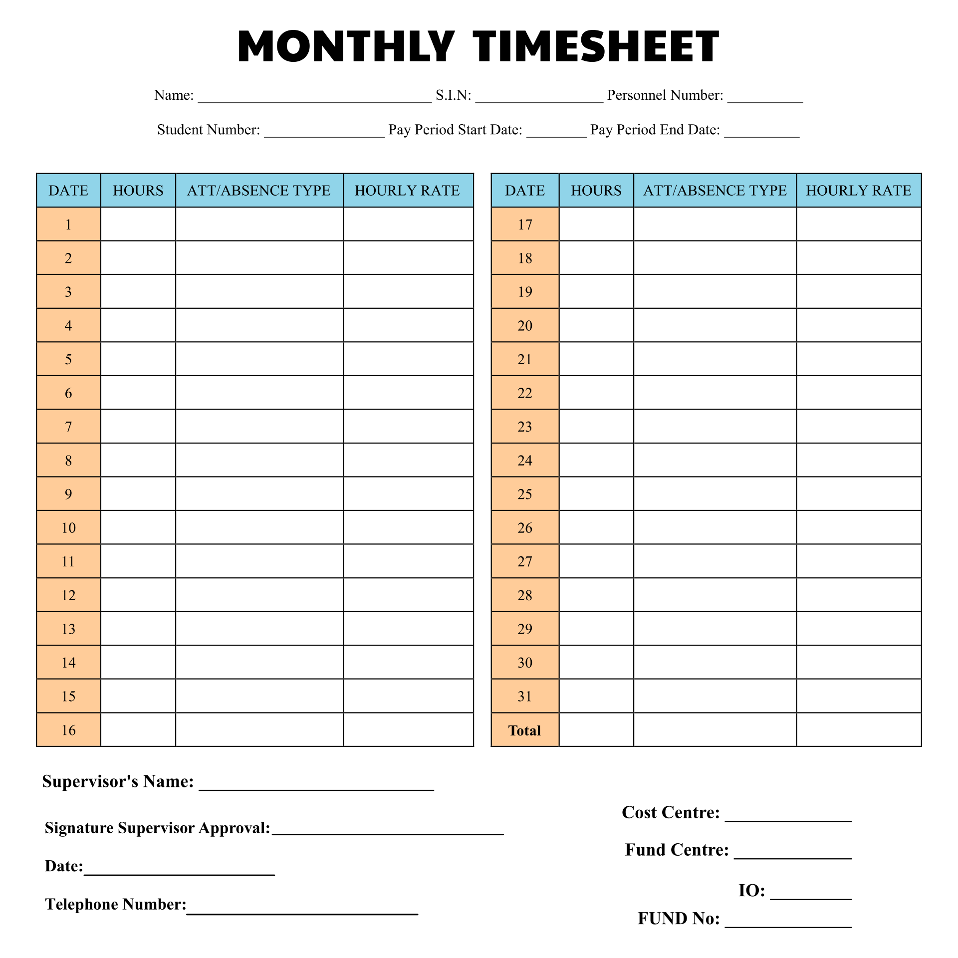 8 best printable monthly time sheets printableecom