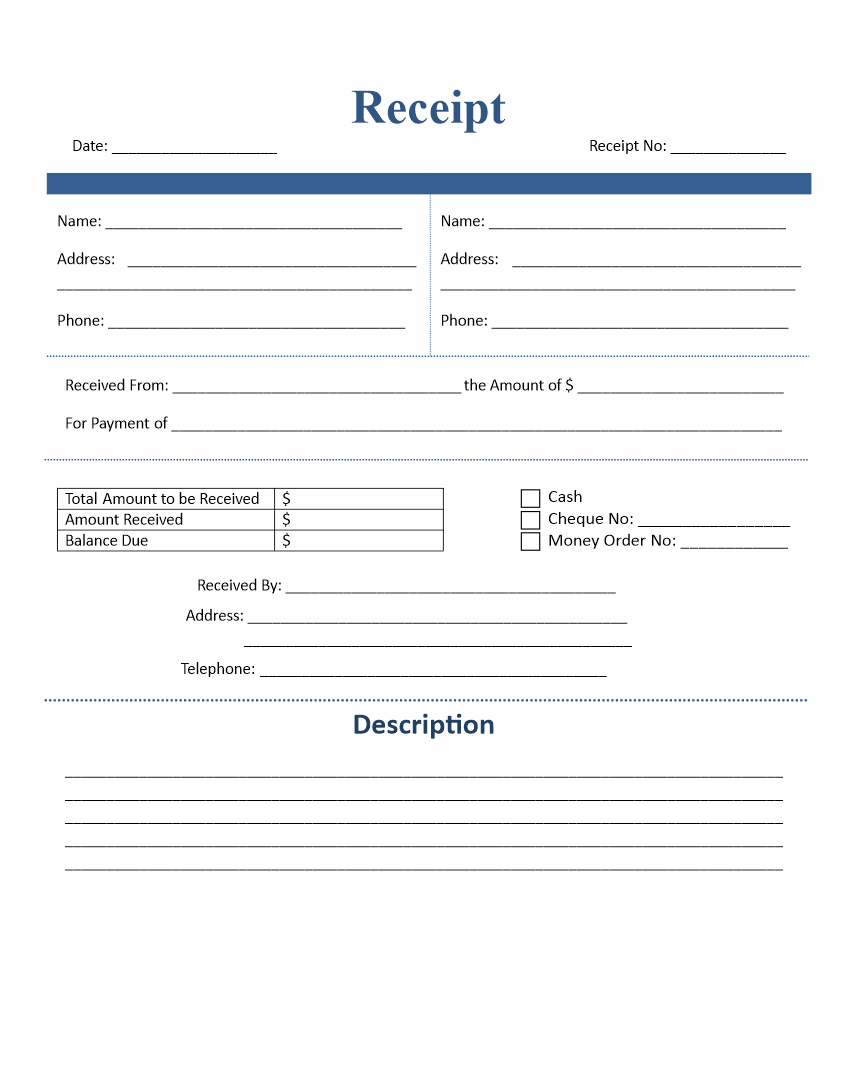 Blank Receipt Form Template - 10 Free PDF Printables | Printablee