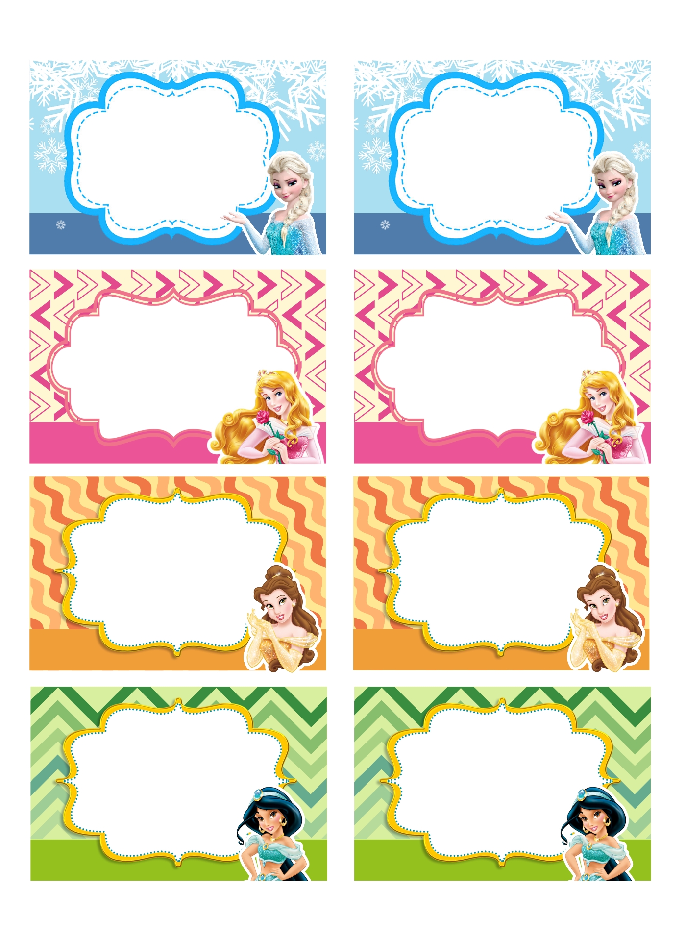 Disney Princess Name Tags Printable