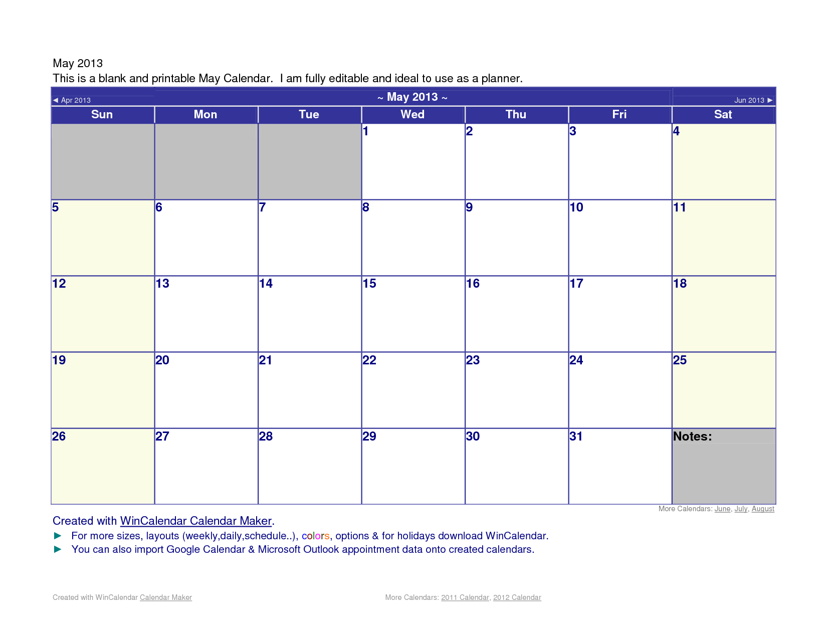 4 Best Images of Printable Blank Calendar May 2013 - Blank May 2013 ...