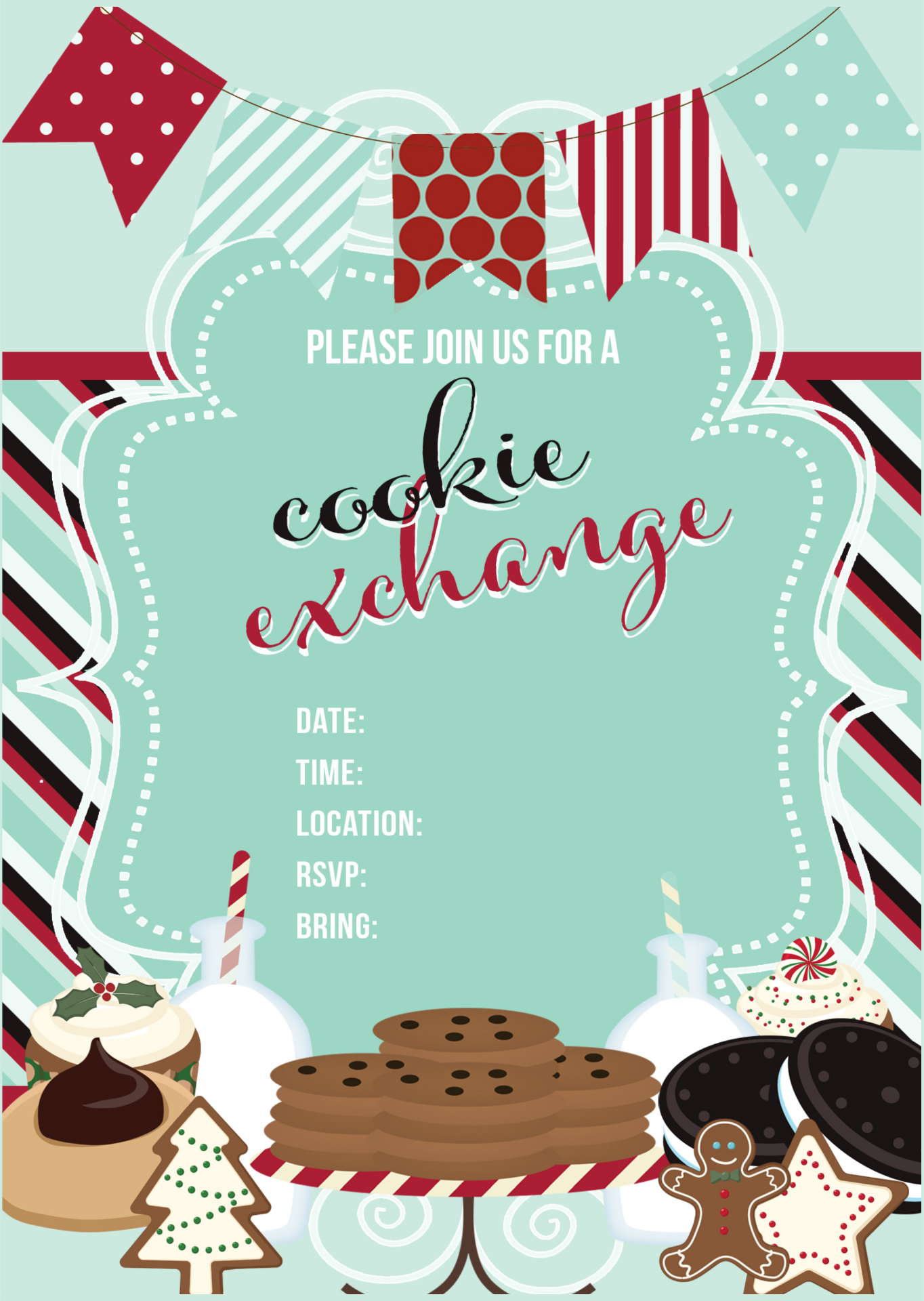 Best Images Of Cookie Swap Printable Invitation Template Cookie