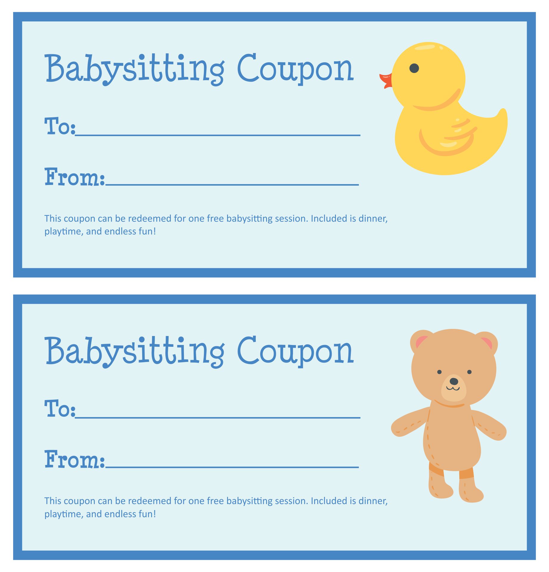 10 Best Printable Babysitting Voucher Template