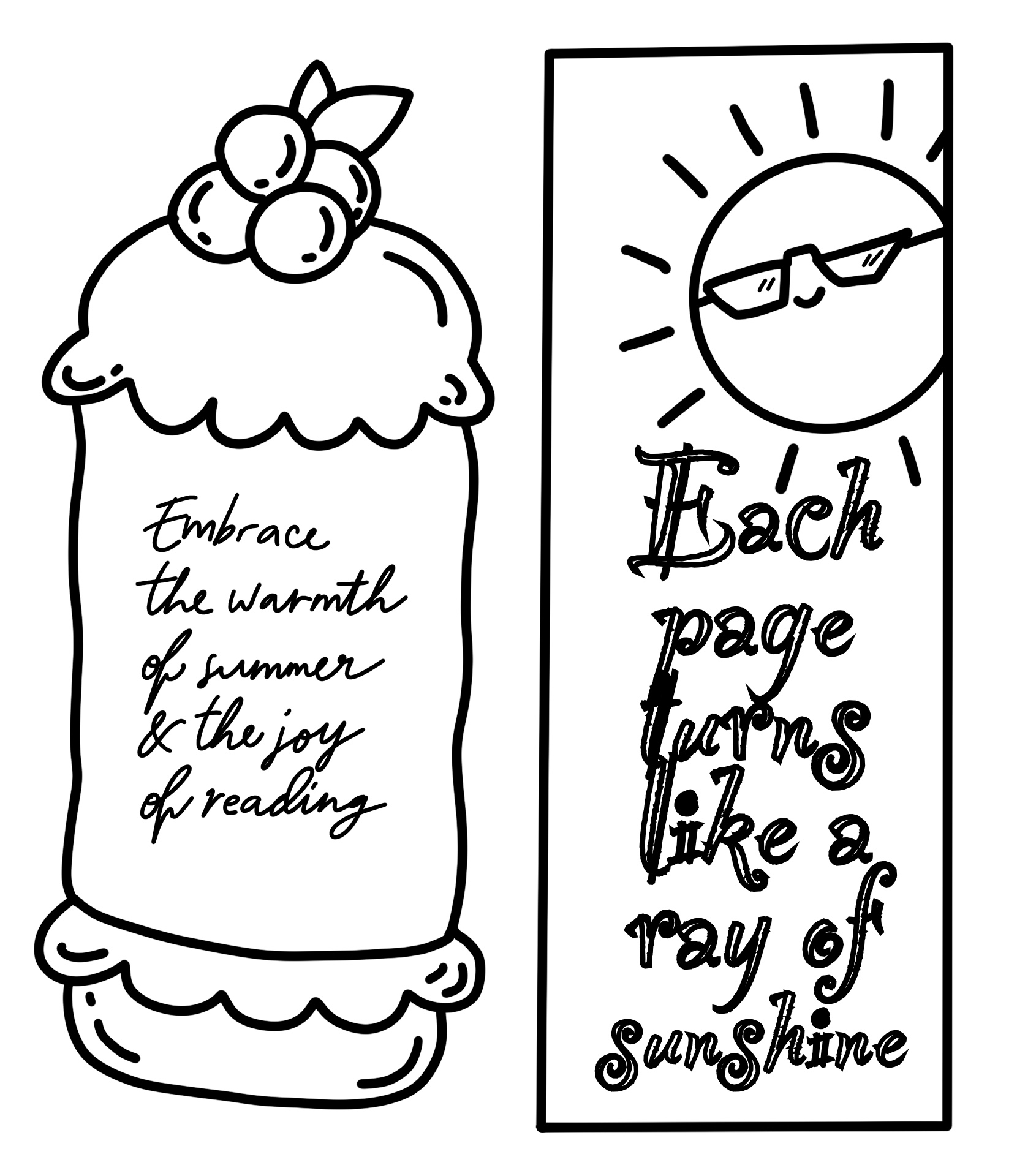 Summer Bookmarks Printable Coloring