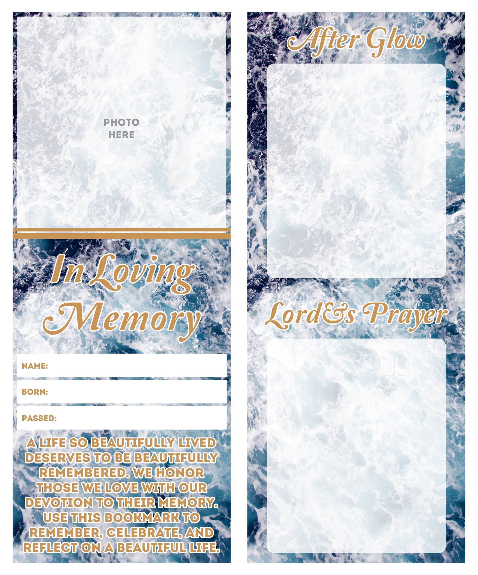 Printable Funeral Memorial Bookmark Template