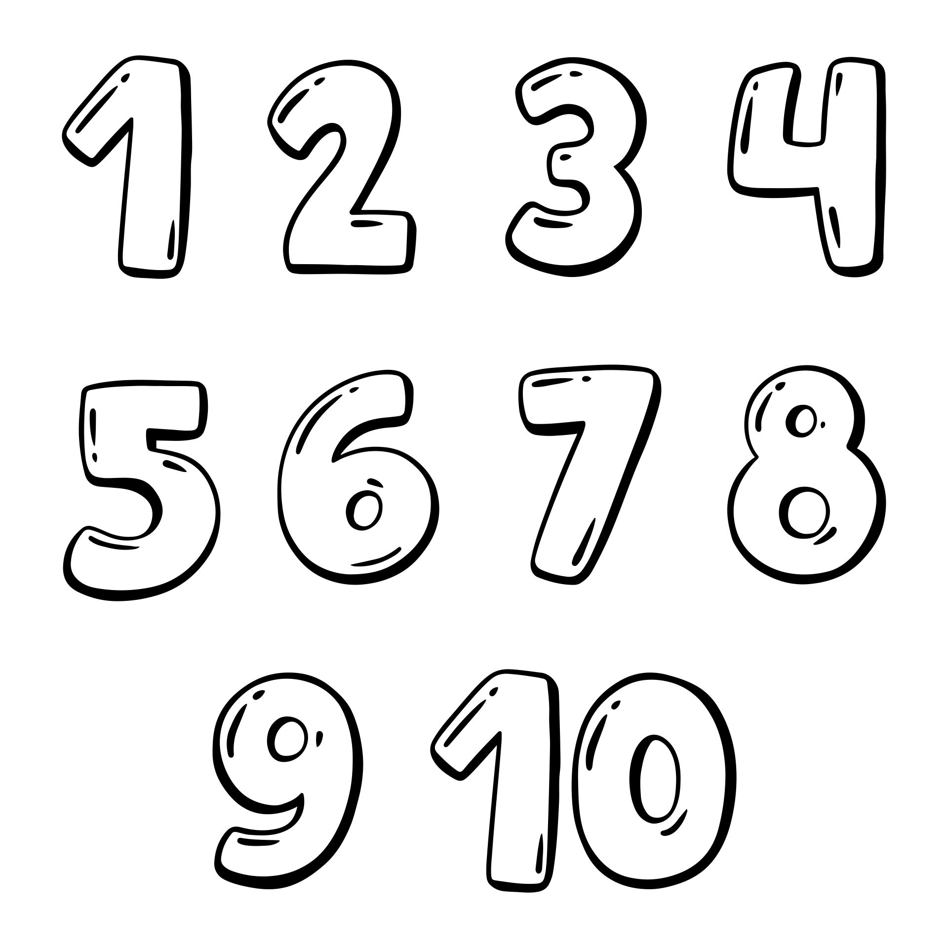 Printable Bubble Numbers 1-10