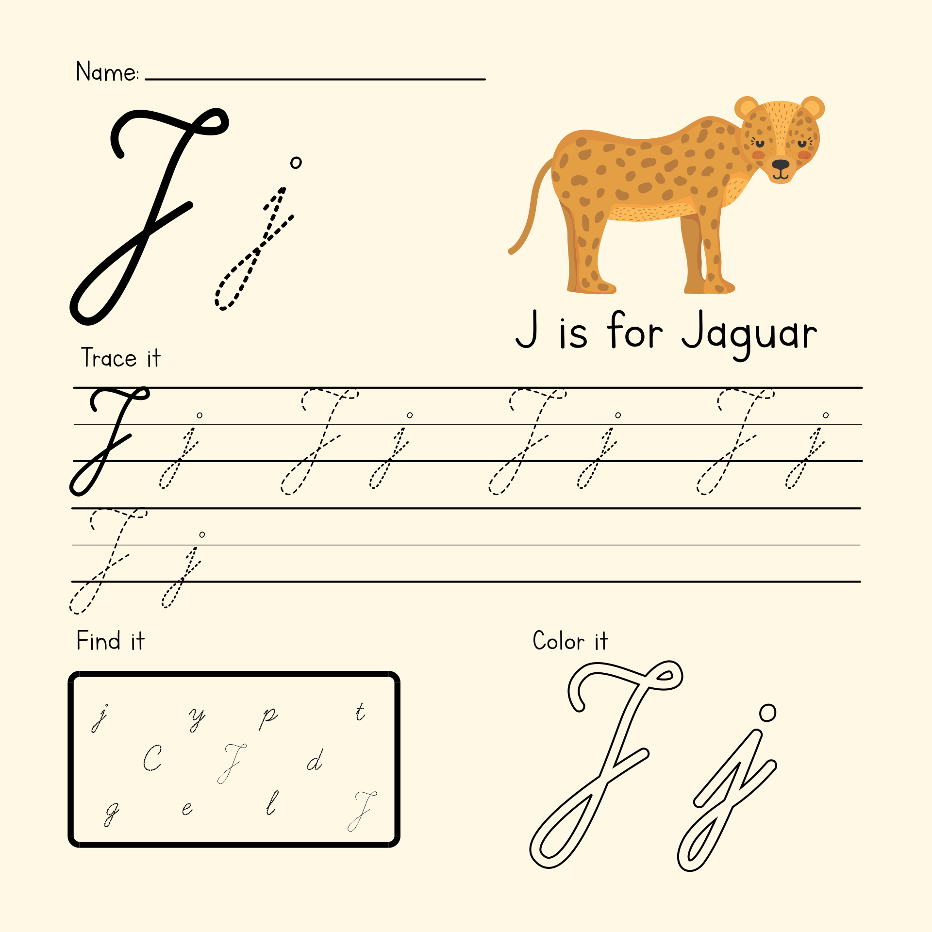 Printable Letter J for Preschoolers