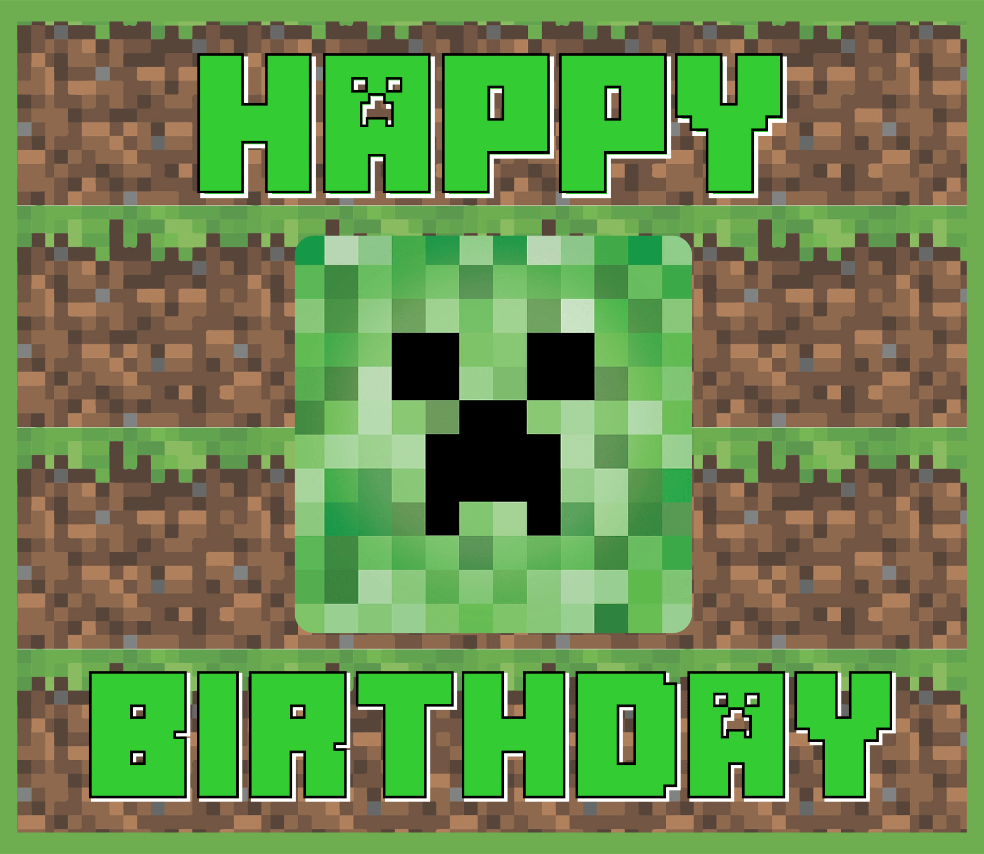 Minecraft Birthday Card Template