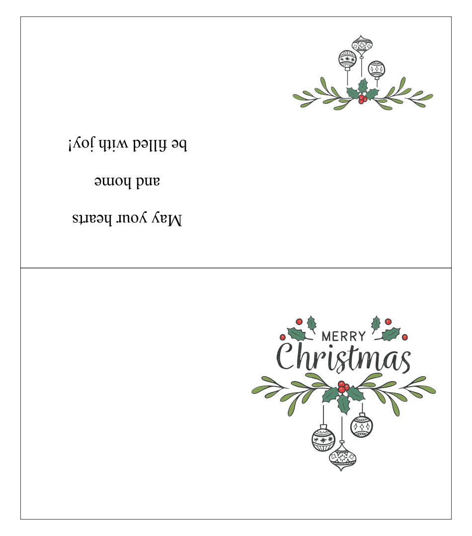 Holiday Cards Fold Printable Free