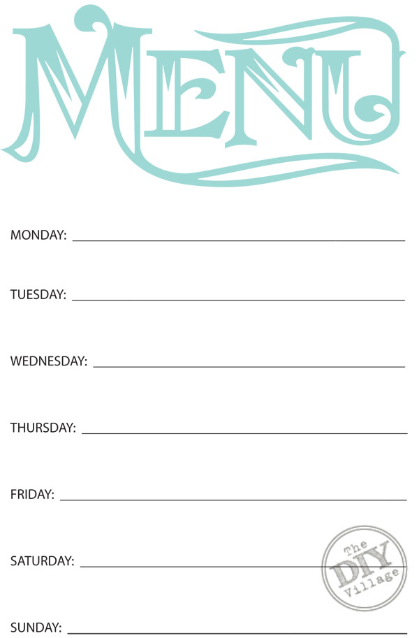 Printable Weekly Menu Planner