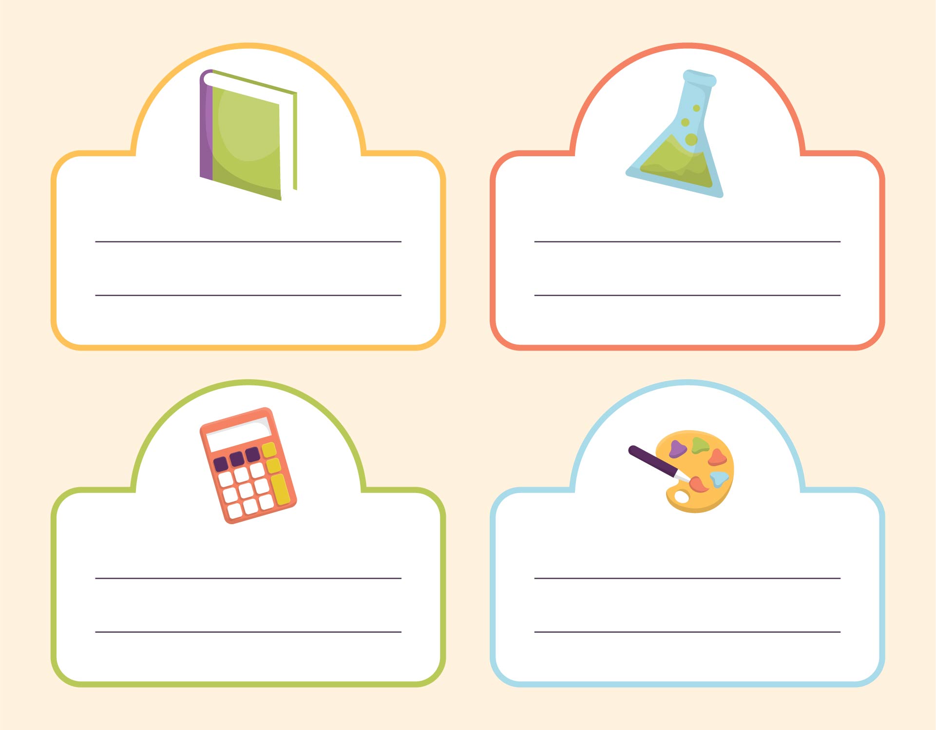 School Subject Stickers Printable