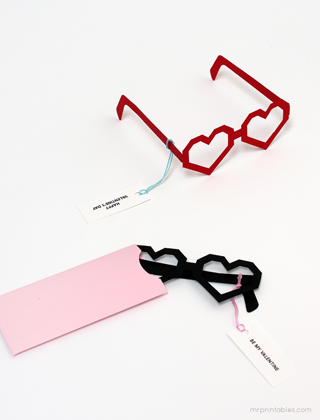 Valentine Cards Heart Glasses Template