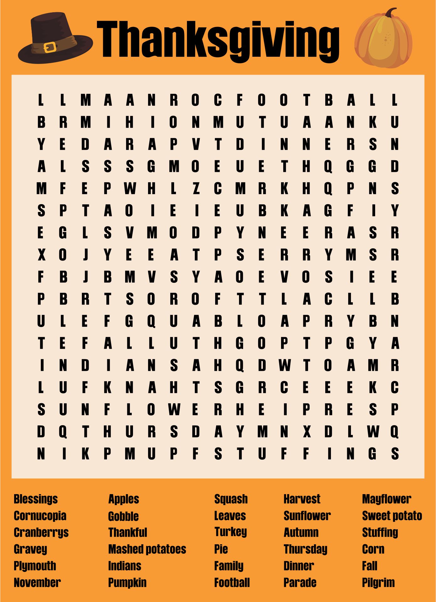 10 Best Printable Thanksgiving Word Search Challenging PDF for Free at ...