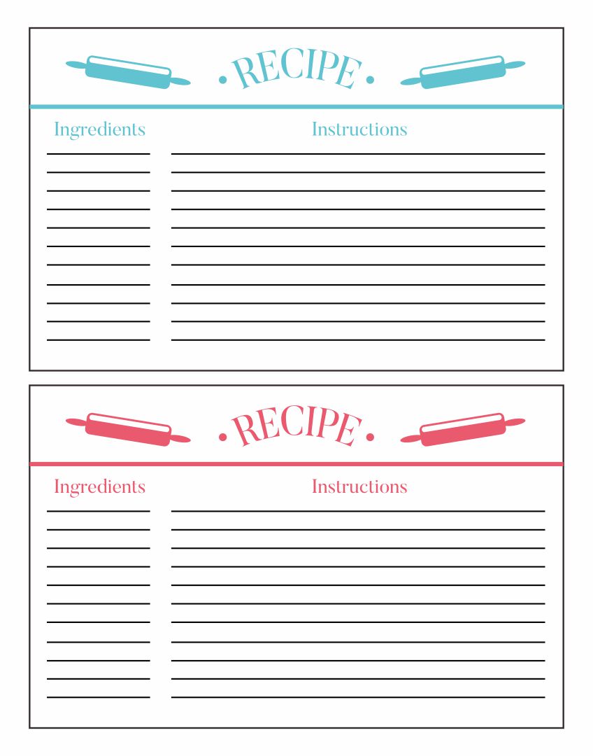double sided printable recipe cards free template