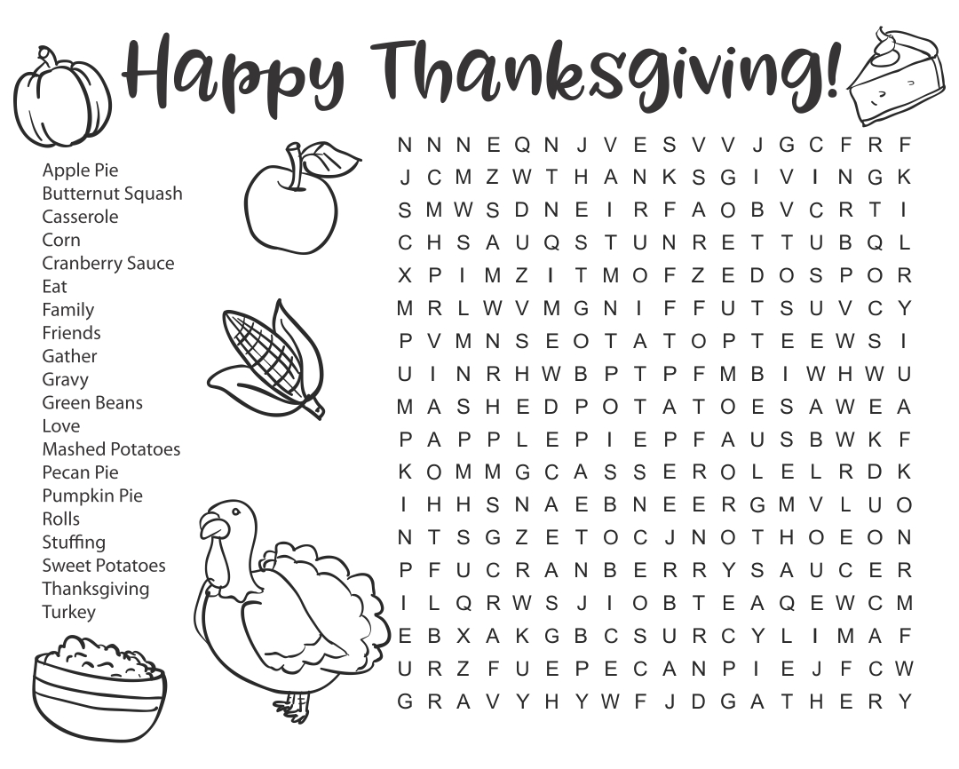 Thanksgiving Word Search Challenging - 10 Free PDF Printables | Printablee