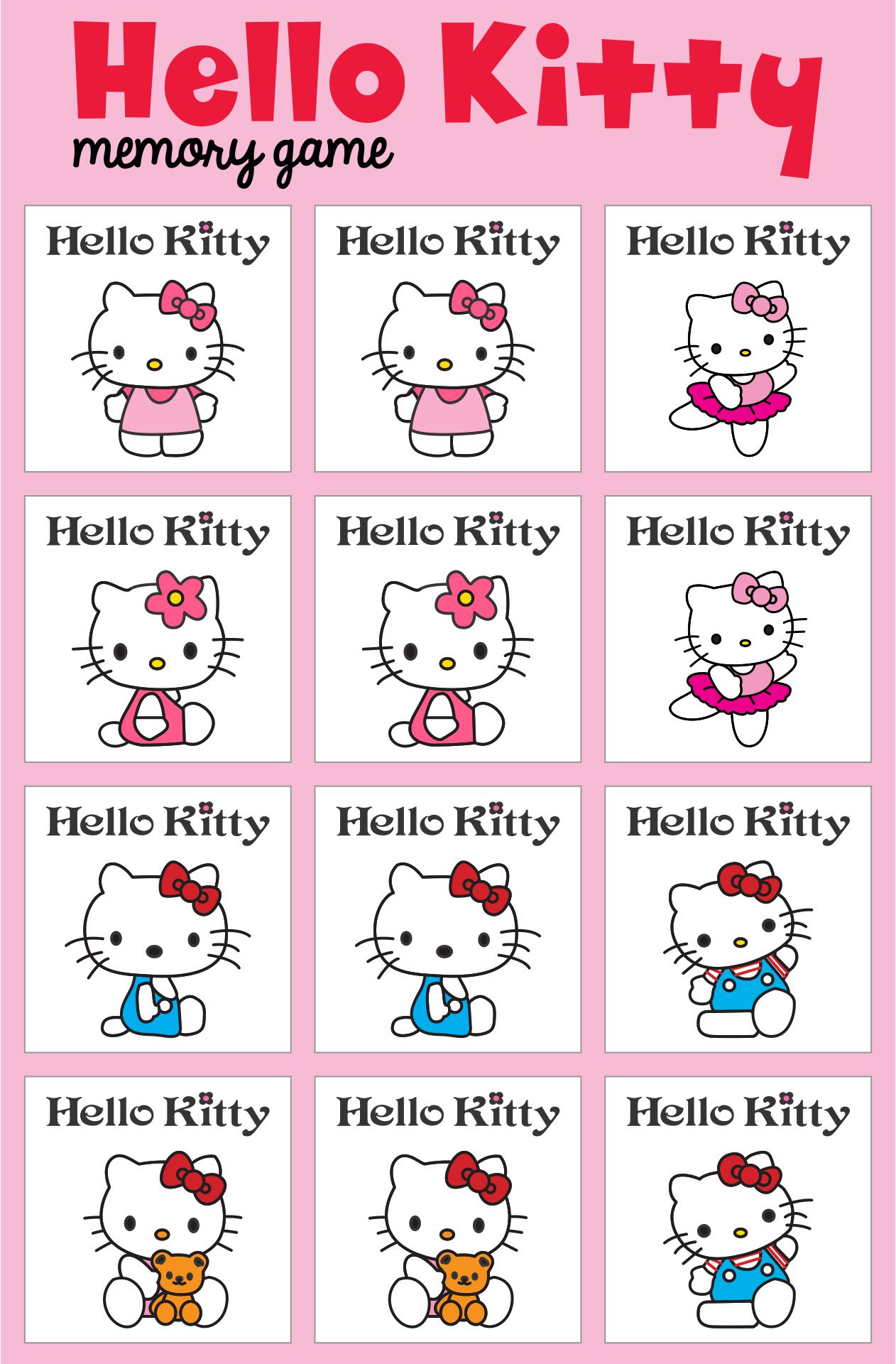 Printable Hello Kitty Birthday Party Games