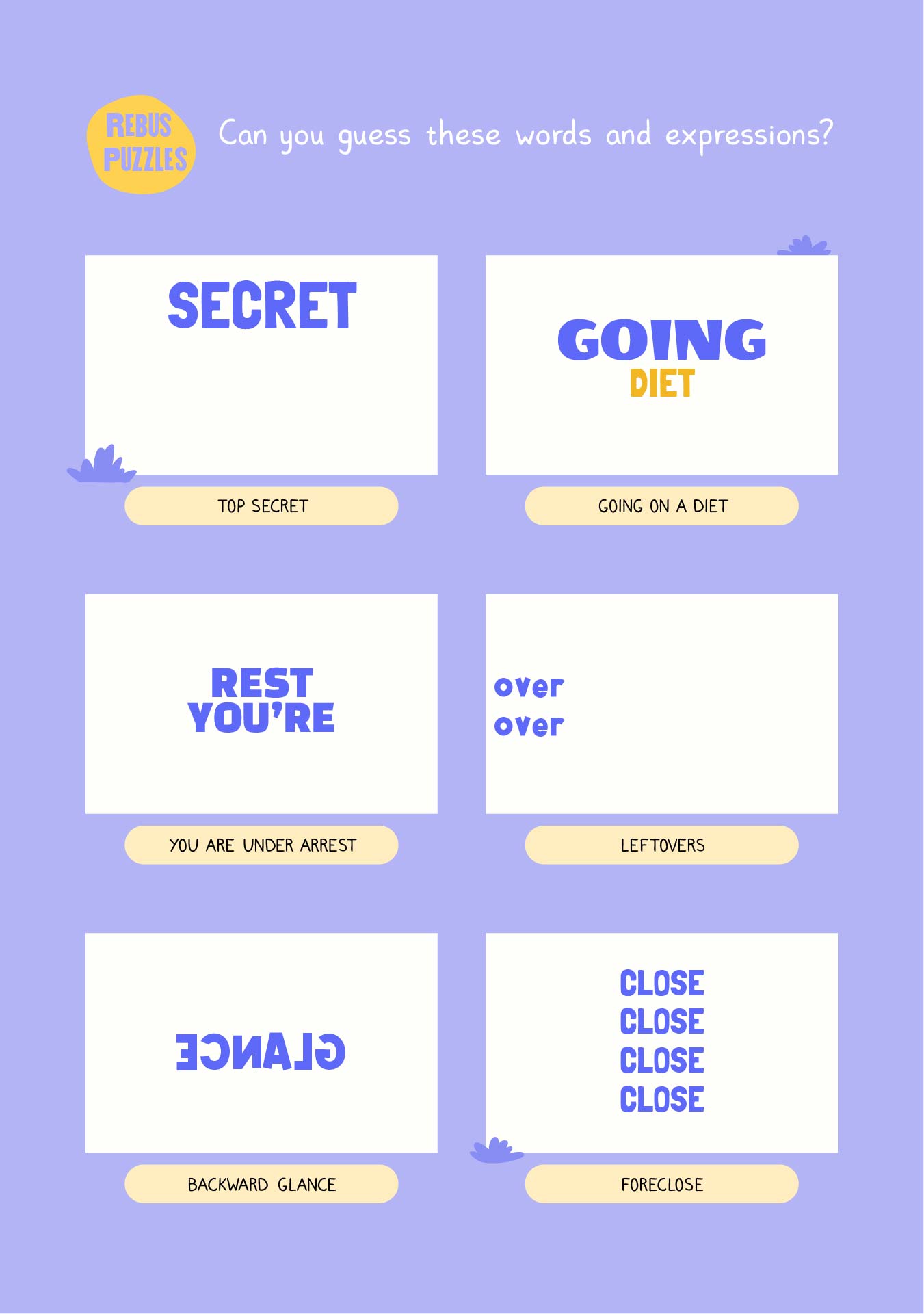 5 Best Rebus Game Free Printable Sheets Printablee