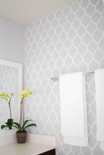 Stenciled Bathroom Wall