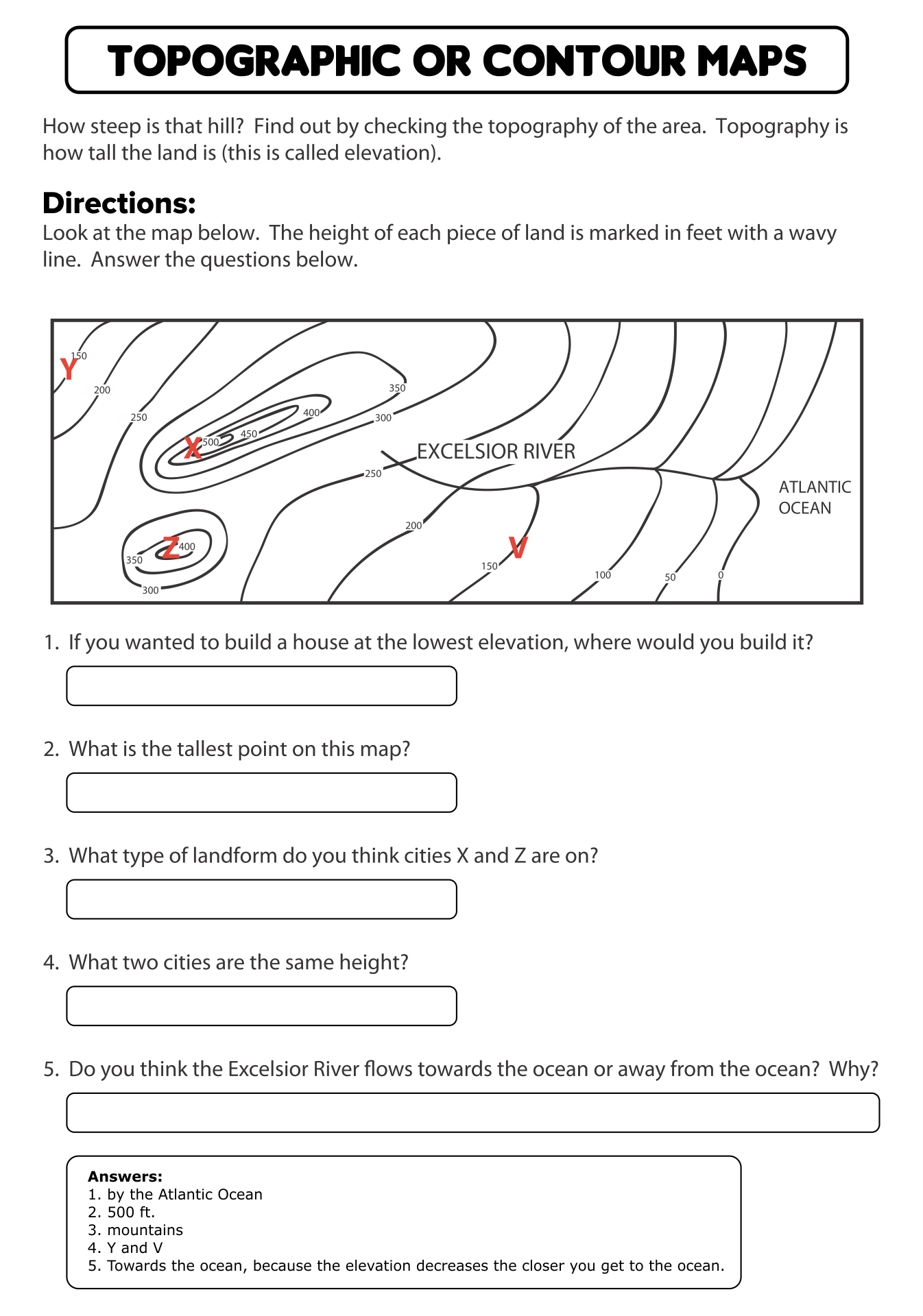 20 Best Topographic Map Worksheets Printable - printablee.com In Topographic Map Reading Worksheet Answers