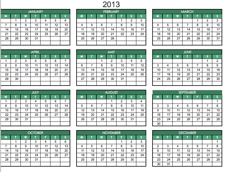 Calendar pdf. Calendar 2013.