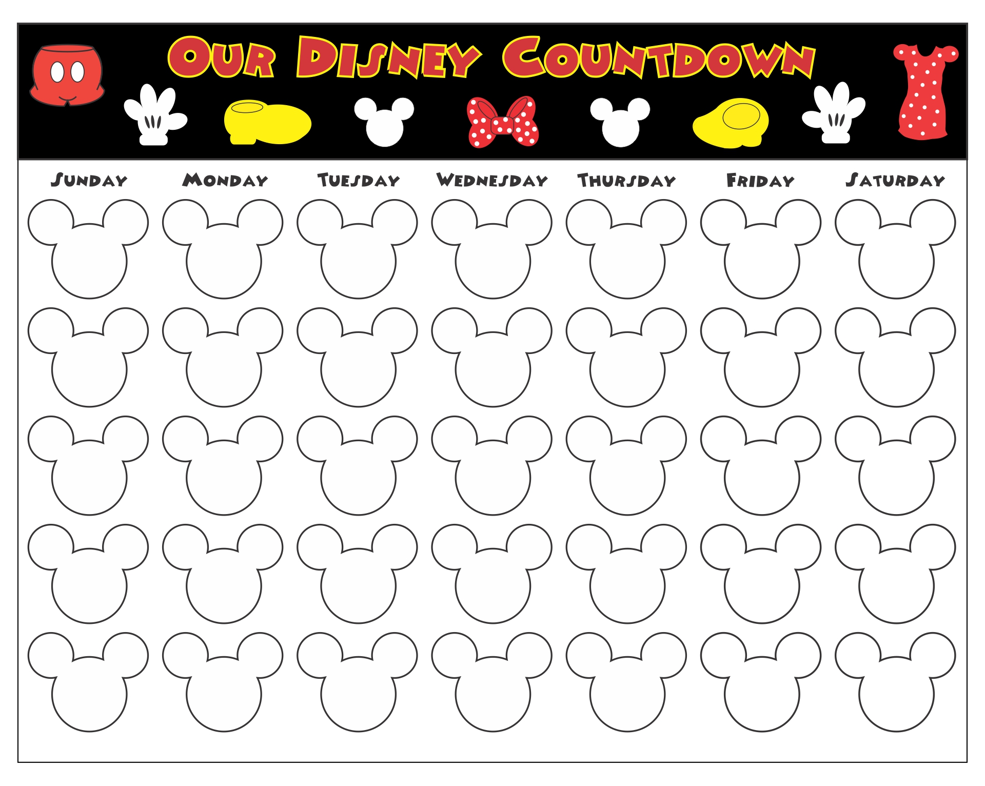 Disney 30 Day Countdown Planner Stickers Perfect for any planner