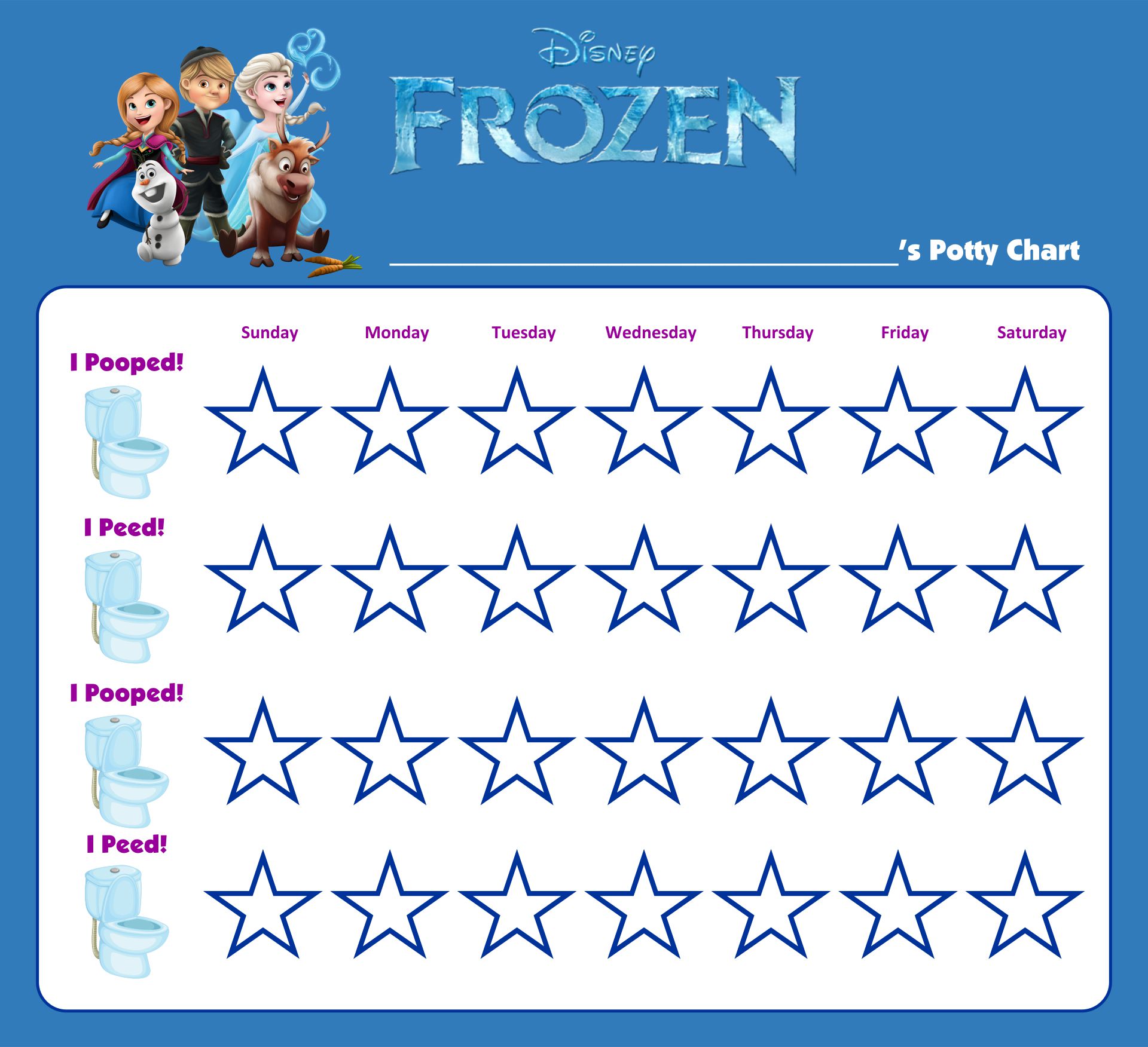 Frozen Potty Charts - 10 Free PDF Printables | Printablee