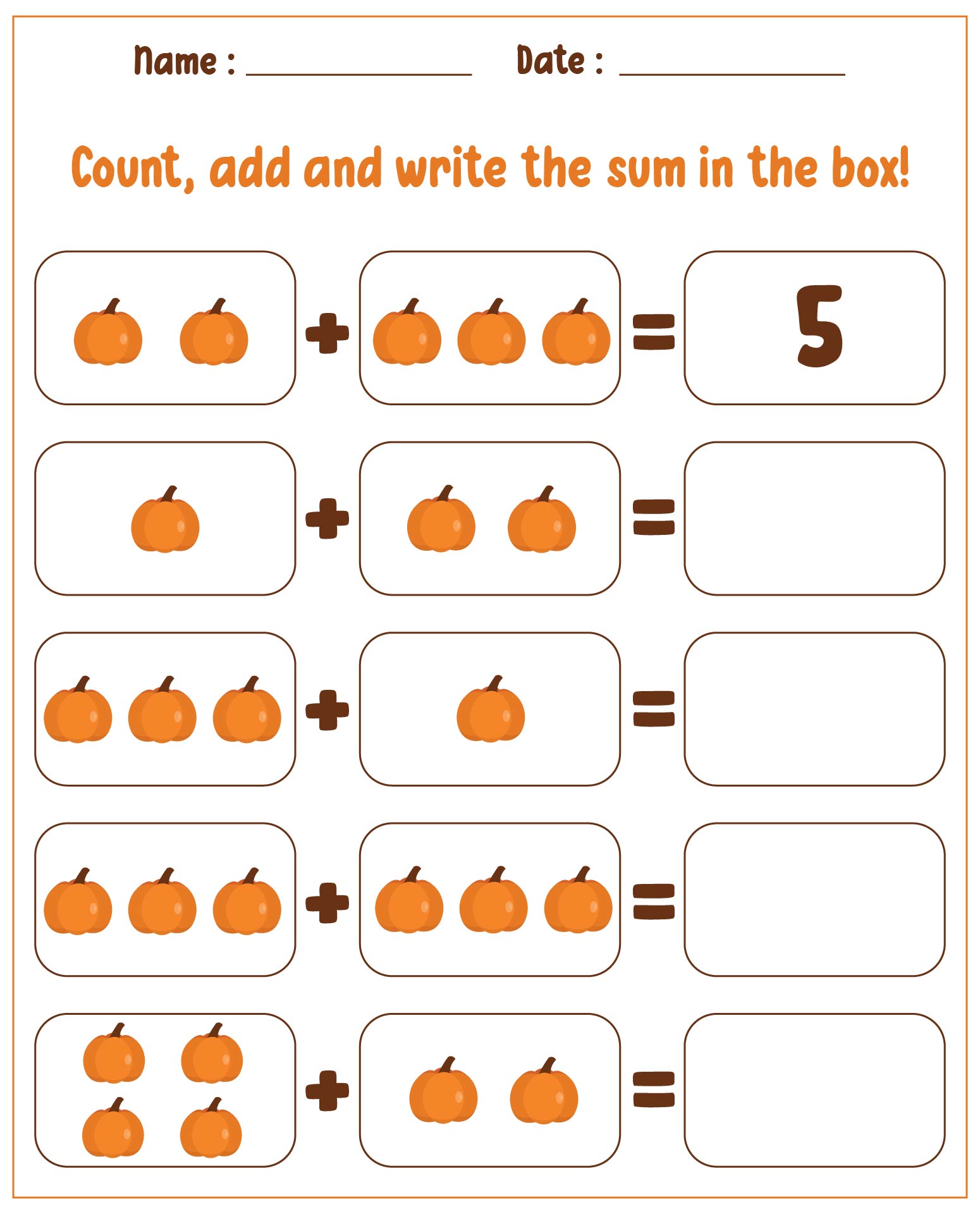 Kindergarten Addition Worksheets