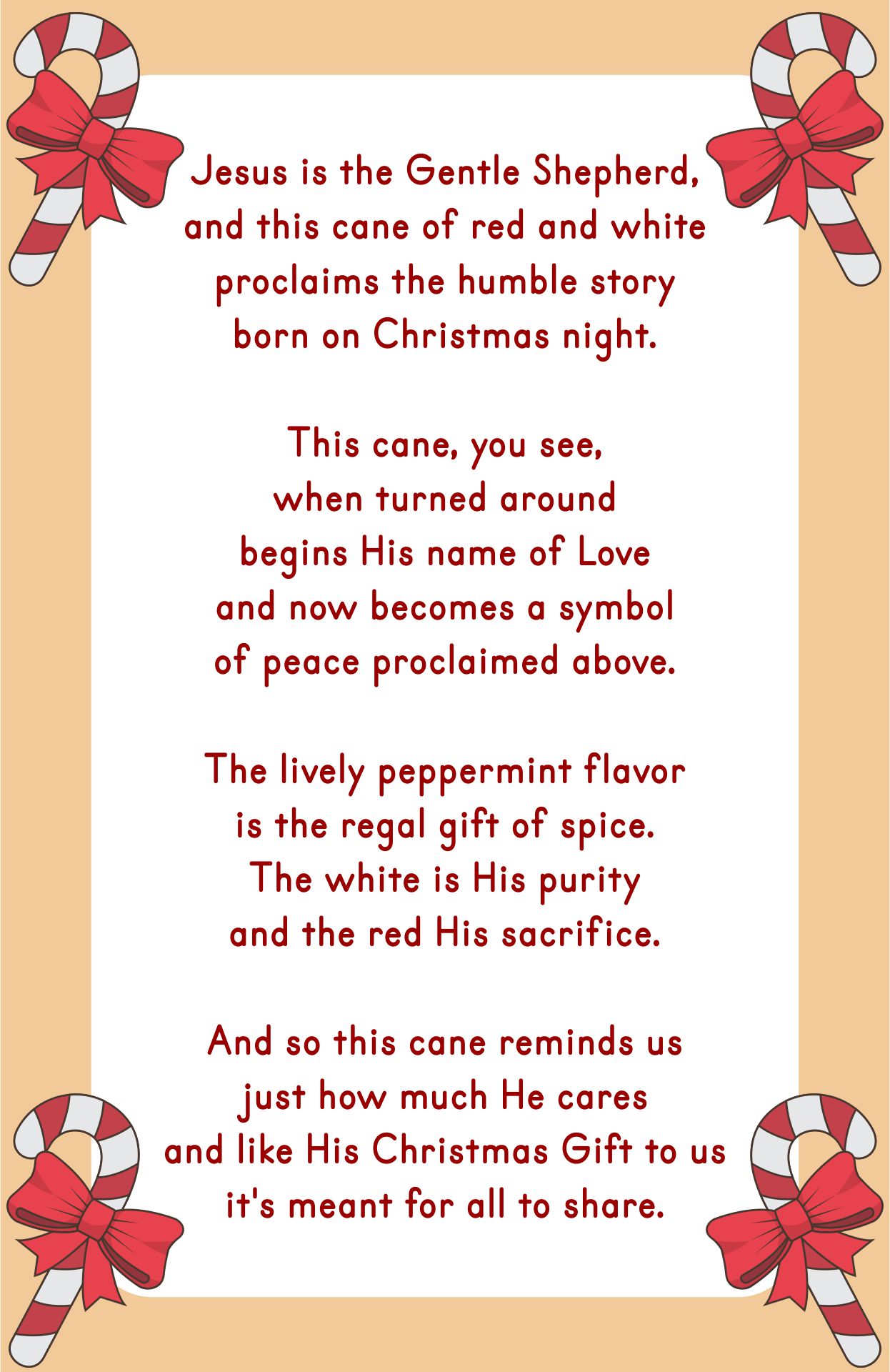 Candy Cane Story Printable