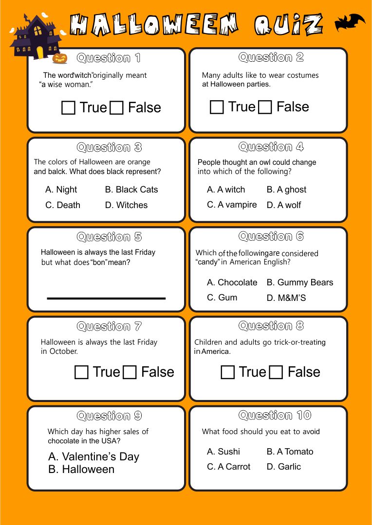 Printable Halloween Trivia Printable World Holiday