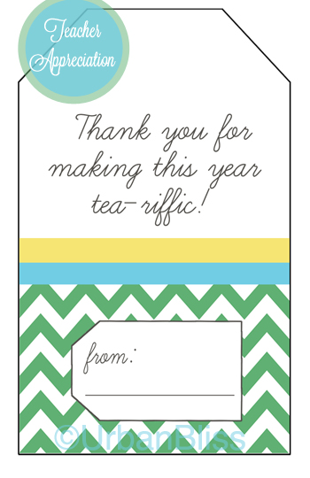 Tea Teacher Appreciation Gift Tag Printable