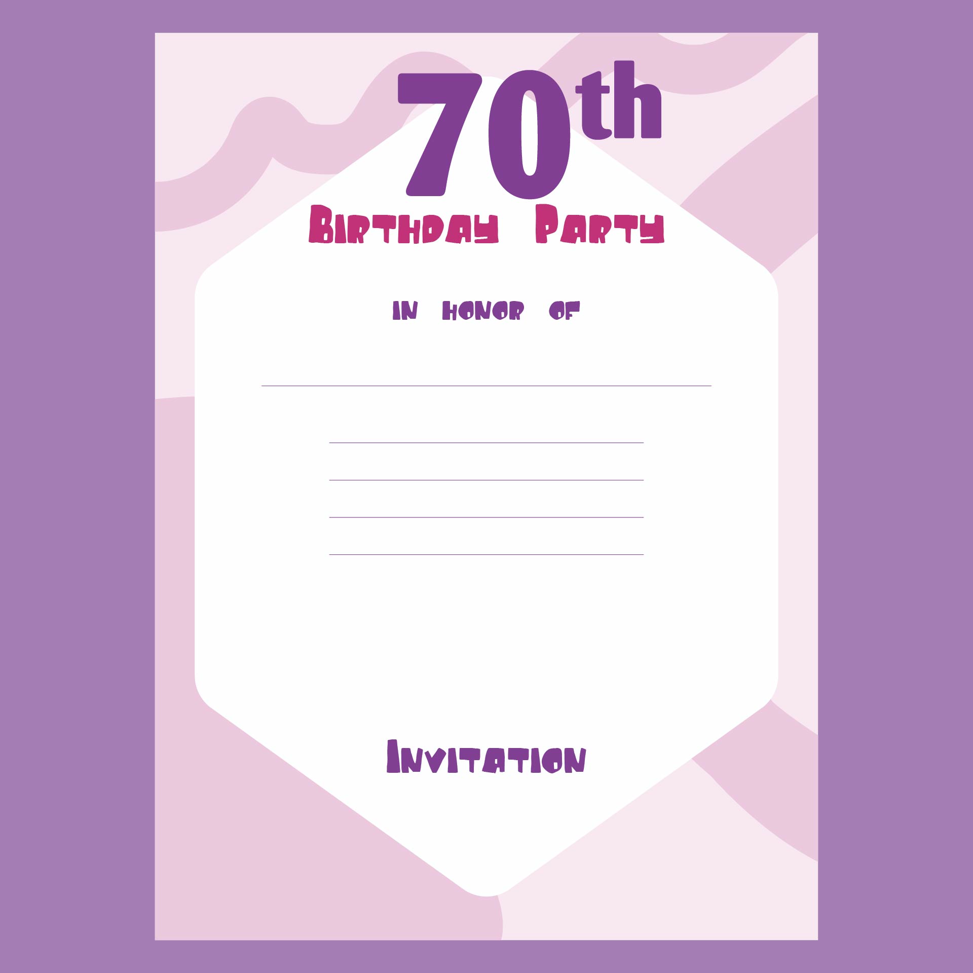 Editable Downloadable 70th Birthday Invitations Templates Free 