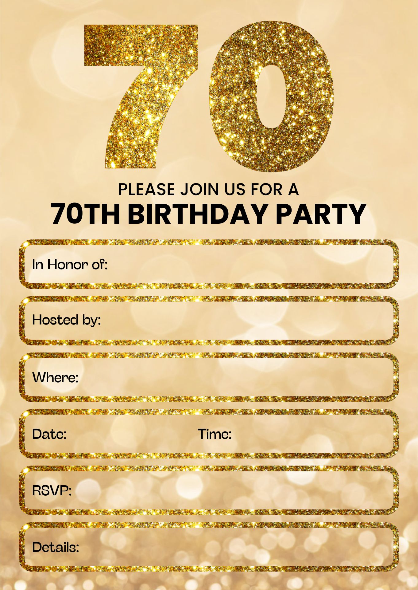 8 Best 70th Birthday Invitations Free Printable