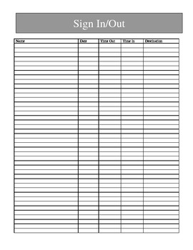 Bathroom Sign Out Sheet Printable