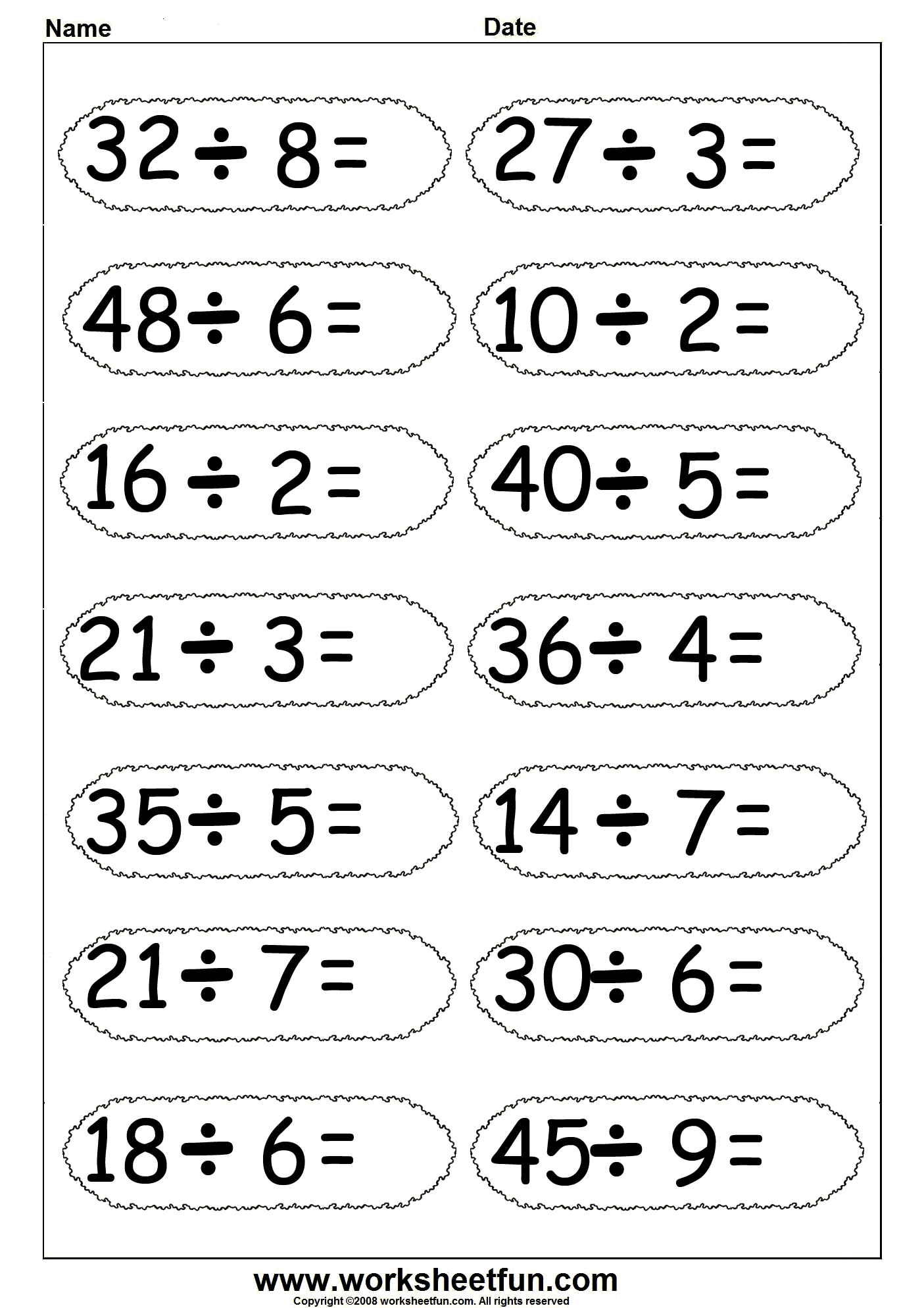 Printable Division Worksheets