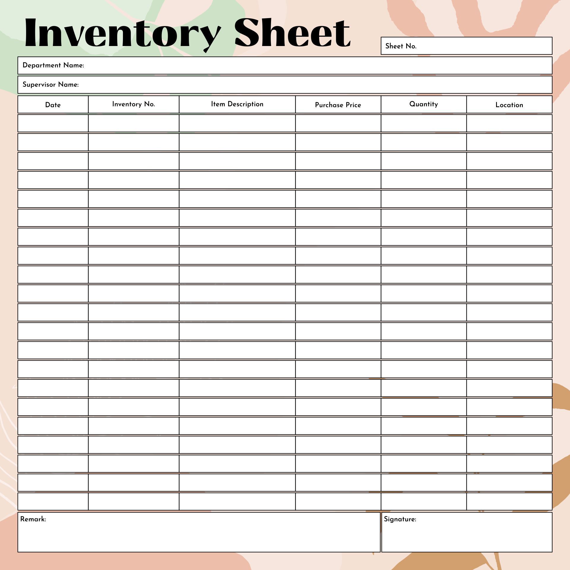  Printable Inventory Worksheets