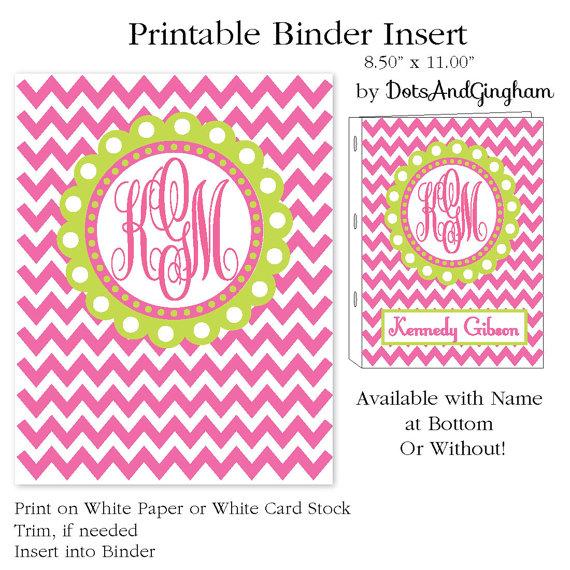 Printable Monogram Binder Covers