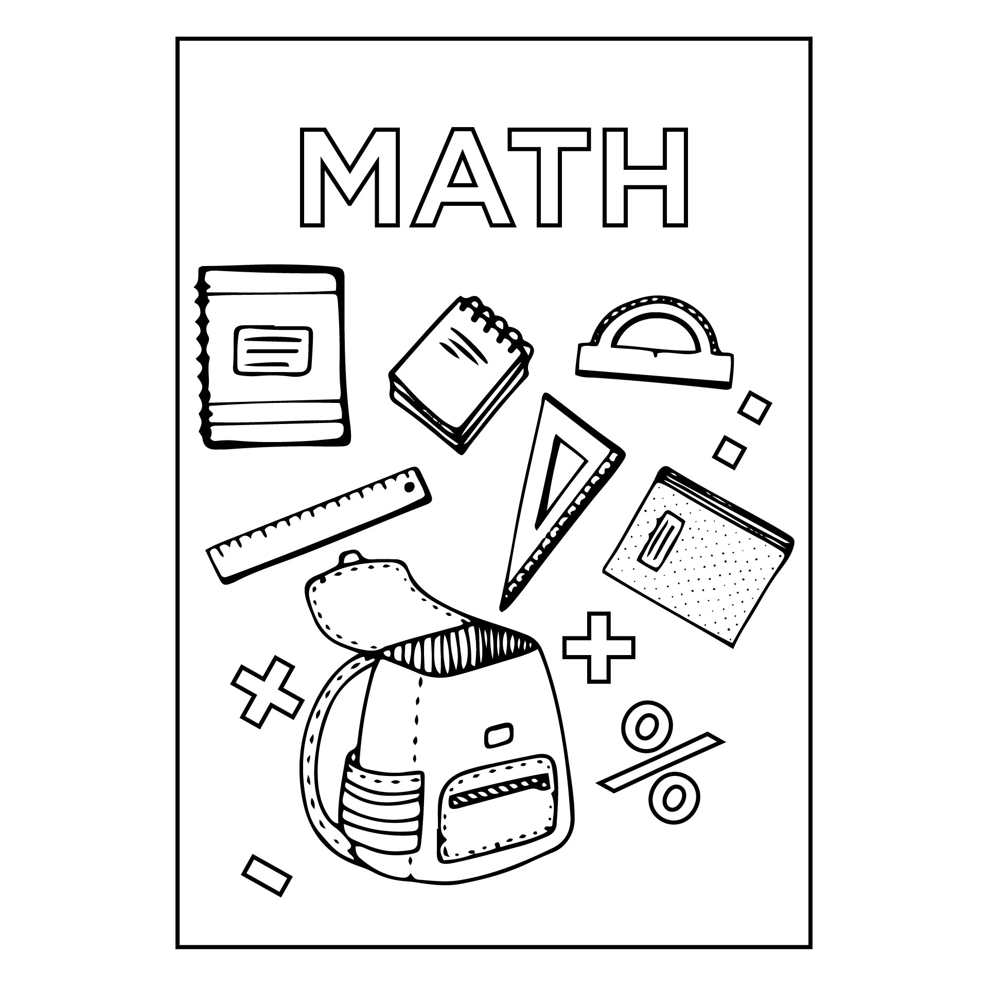 Math Coloring Page Binder Cover Printable Coloring Pages