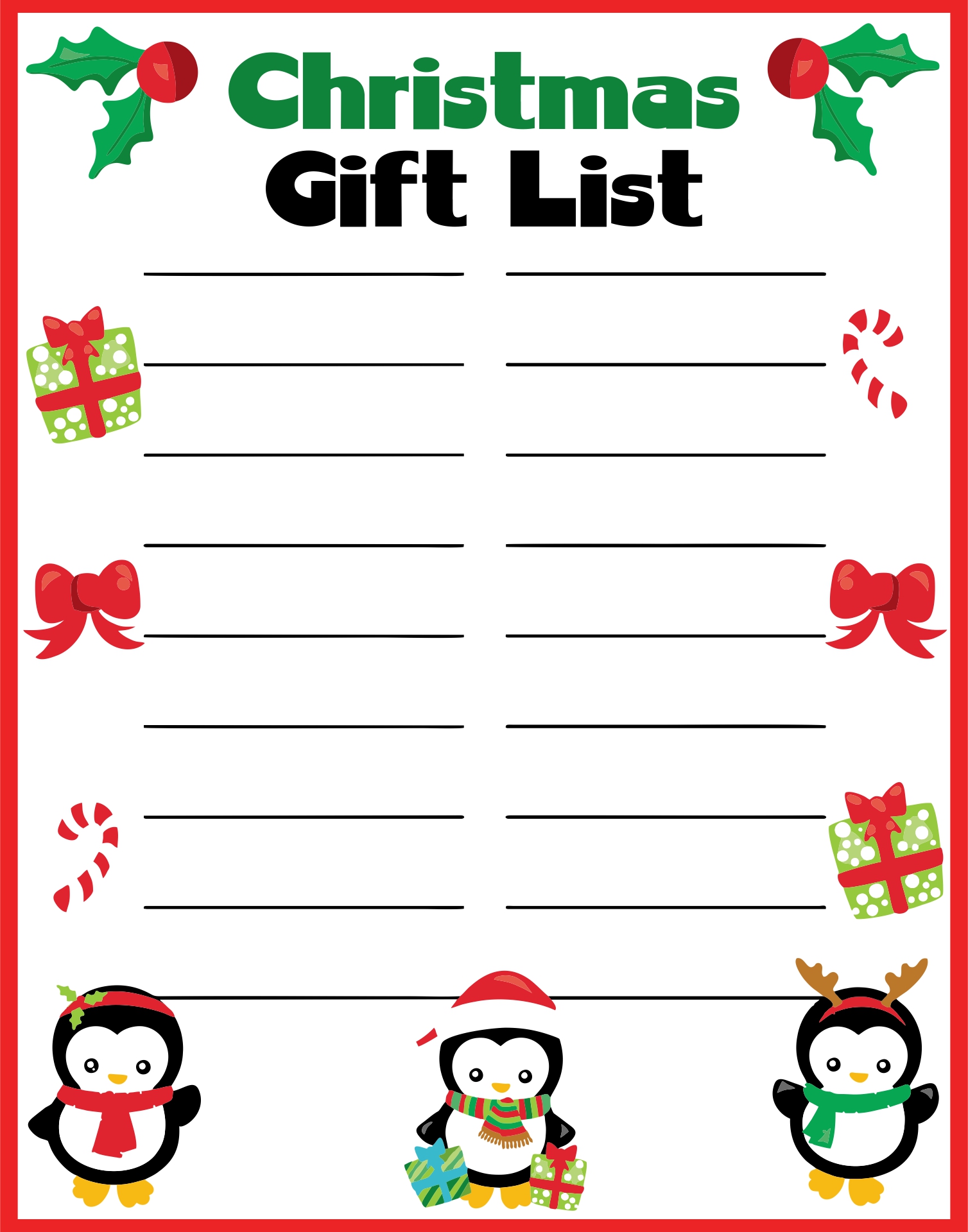 5 Best Free Printable Christmas Shopping List Template