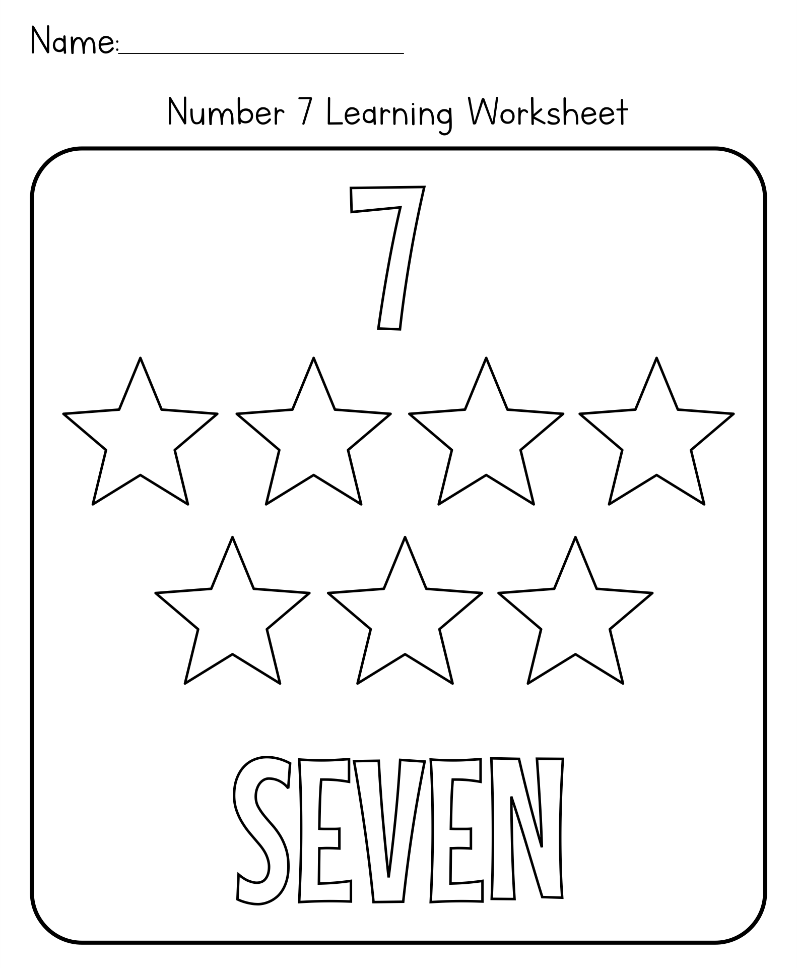 Number Seven Worksheets For Preschoolers