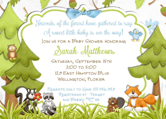 Printable Woodland Animals Baby Shower Invitation