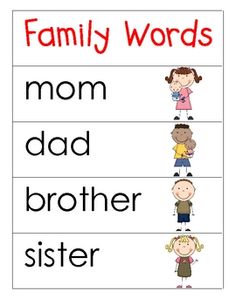 Family Theme Word Wall Cards