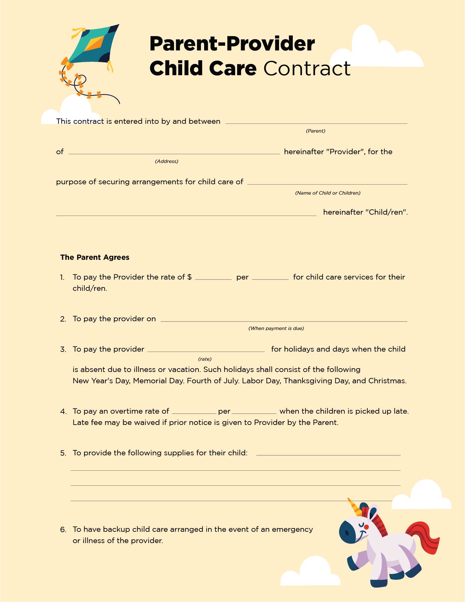 Home Day Care Forms 10 Free PDF Printables Printablee