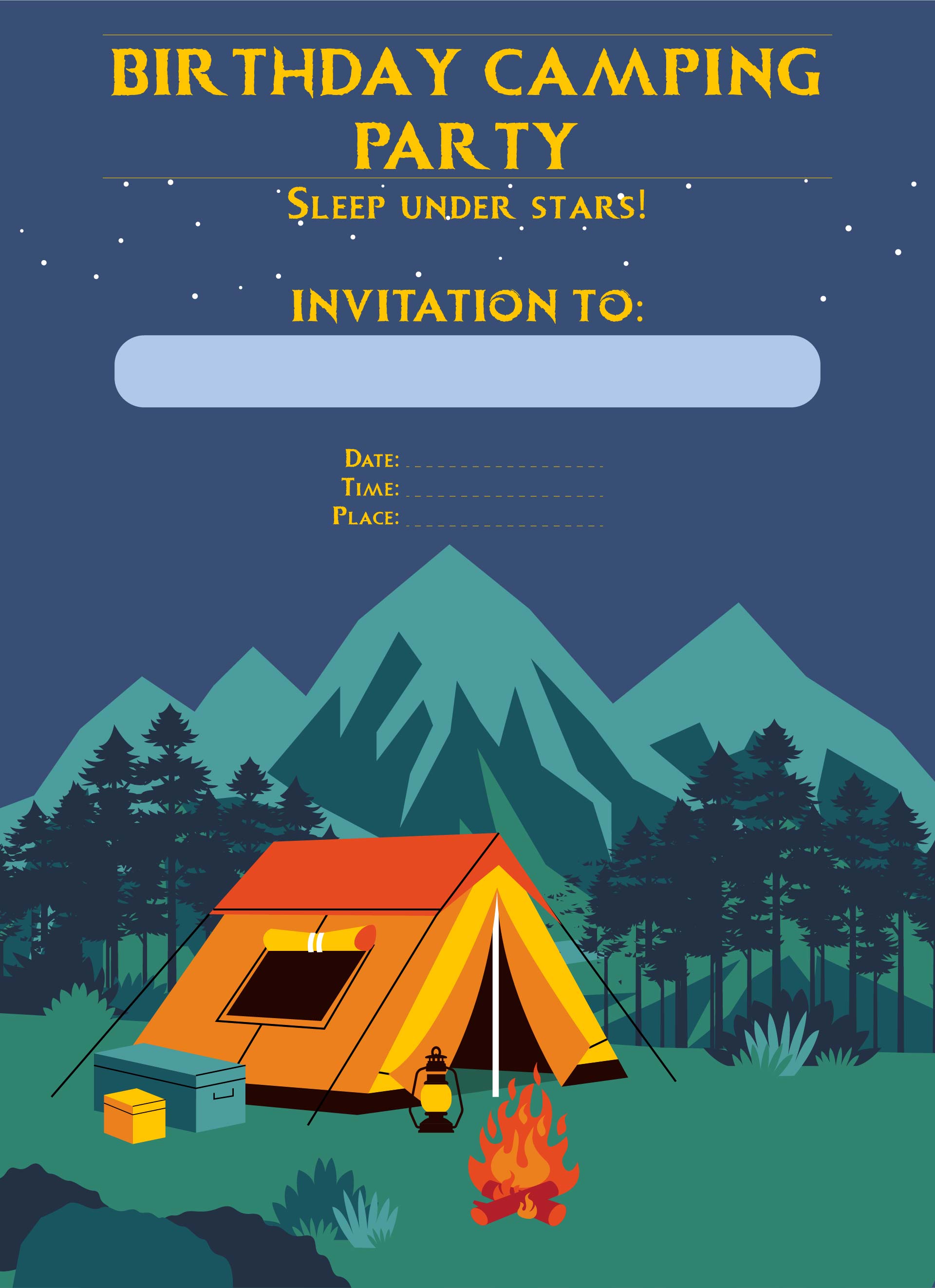 Free Printable Camping Party Invitation For Girls Template Camping | My ...