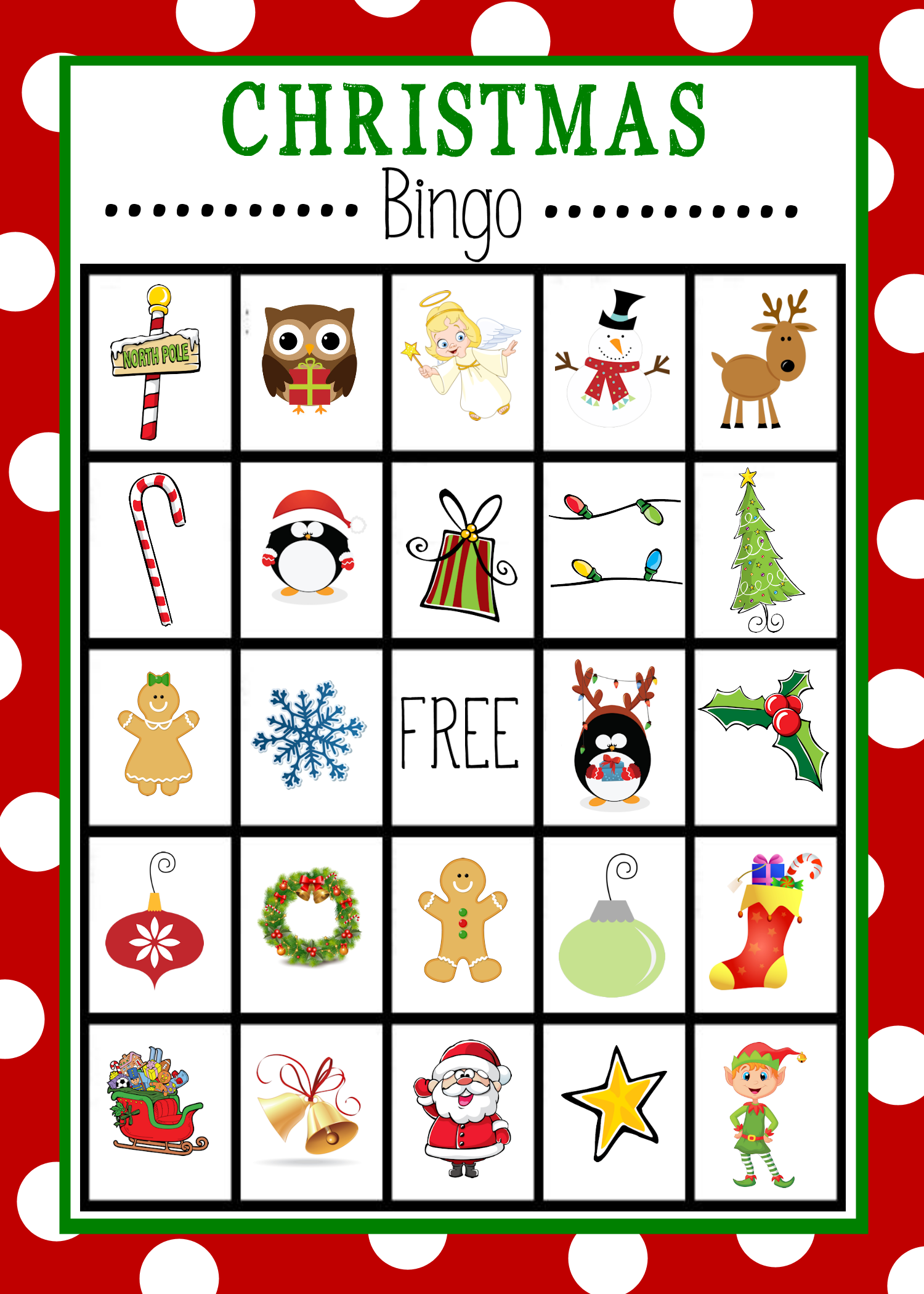 Free Printable Christmas Bingo Cards With Words