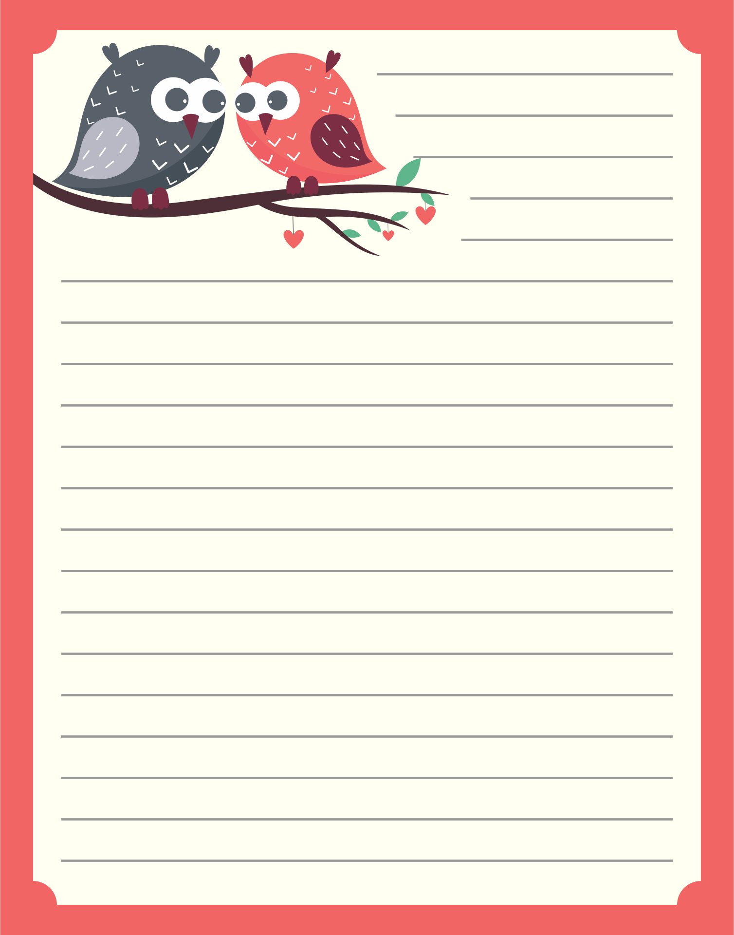 10 Best Cute Owls Love Letter Stationery Printable