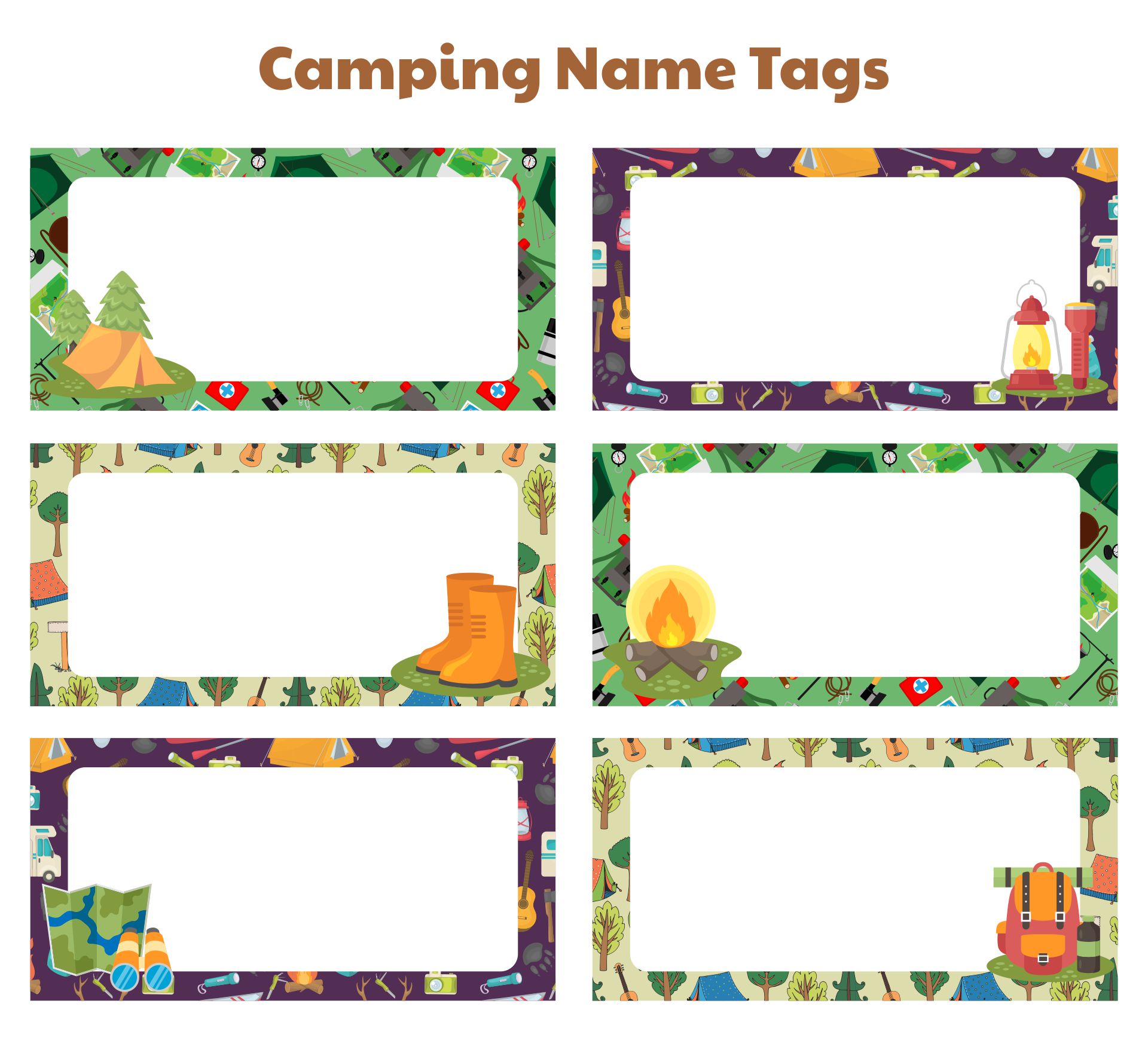 Camping Kindergarten Printable Name Tags