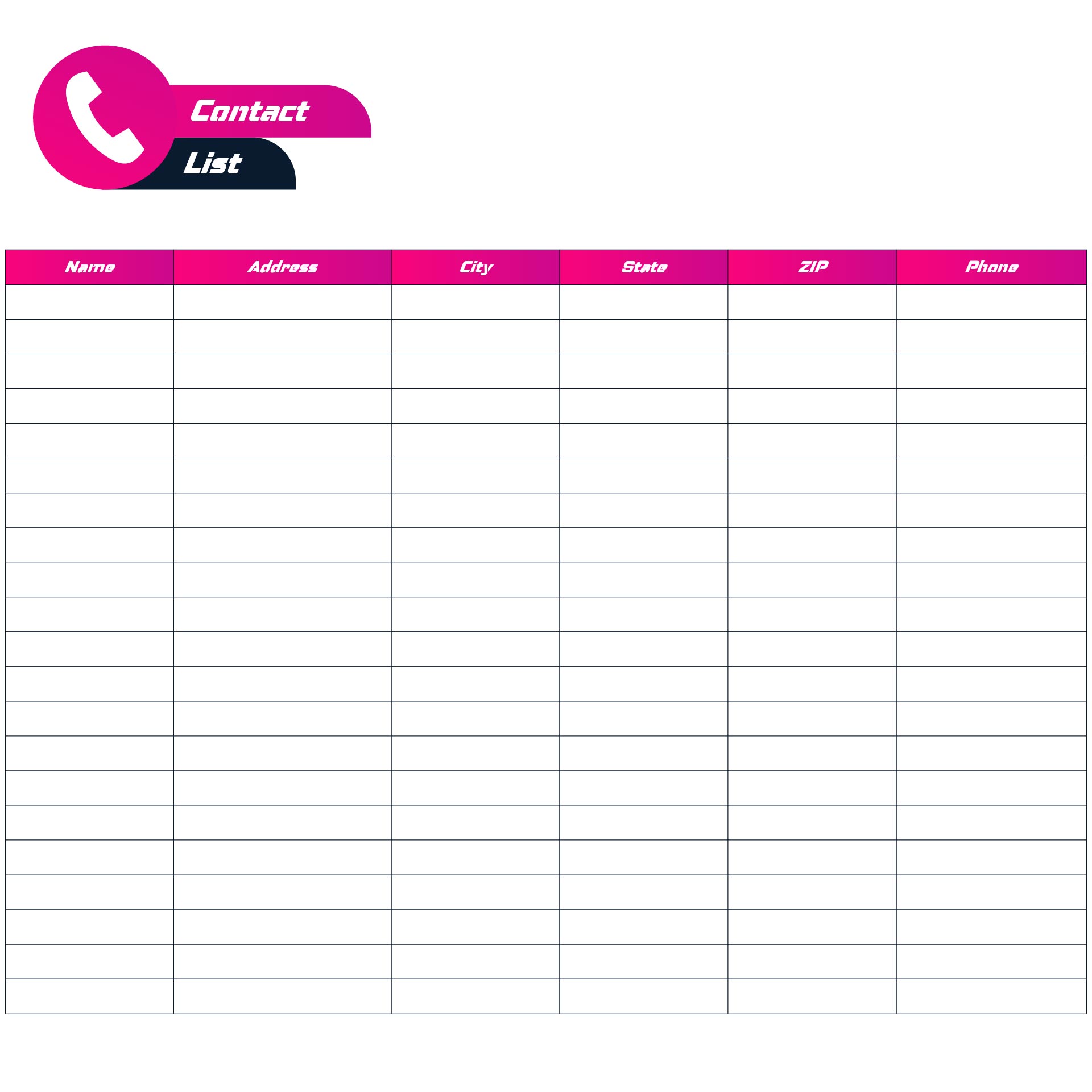 Free Printable Phone Number List Template Printable Form Templates And Letter