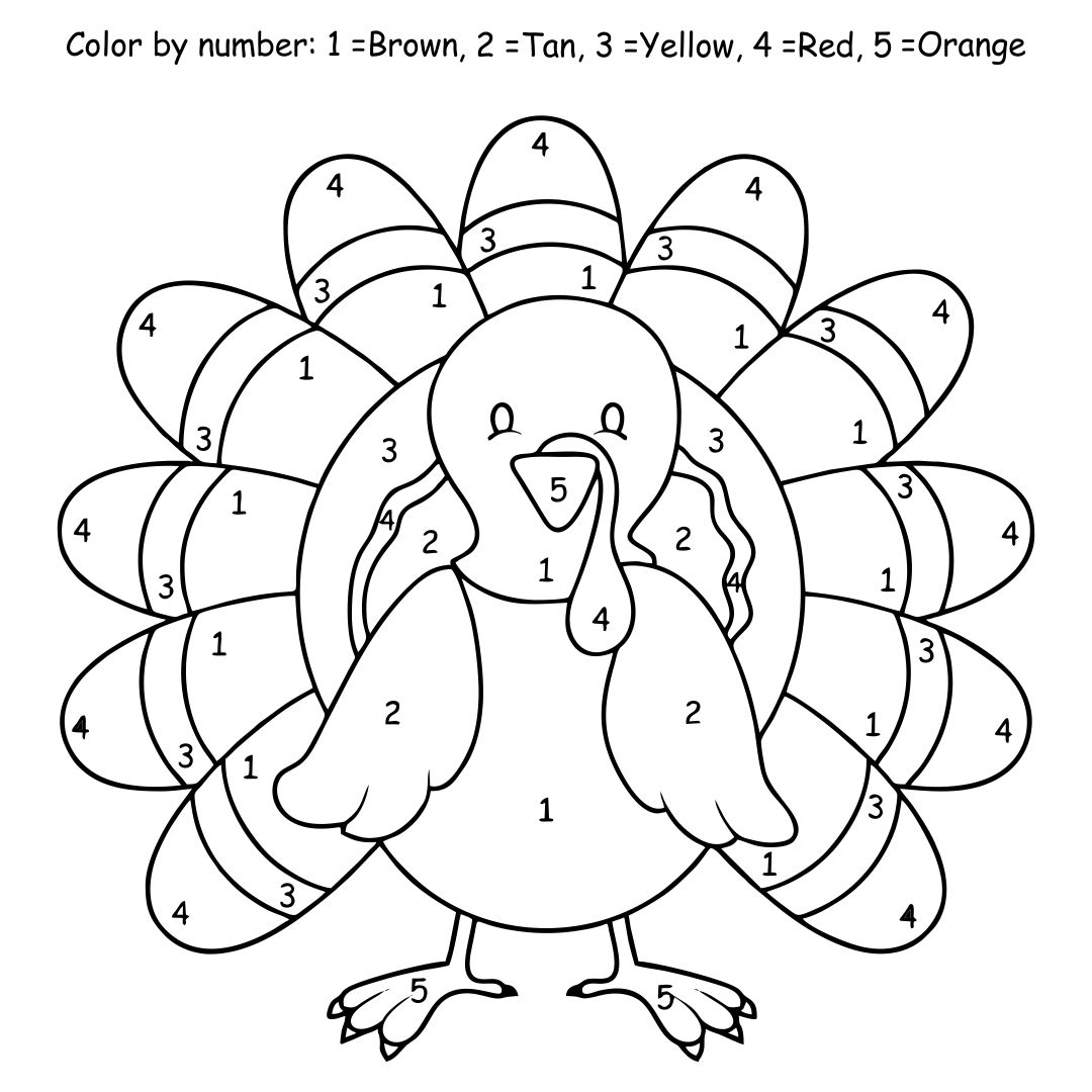 Turkey Color By Number Printable Printable Word Searches